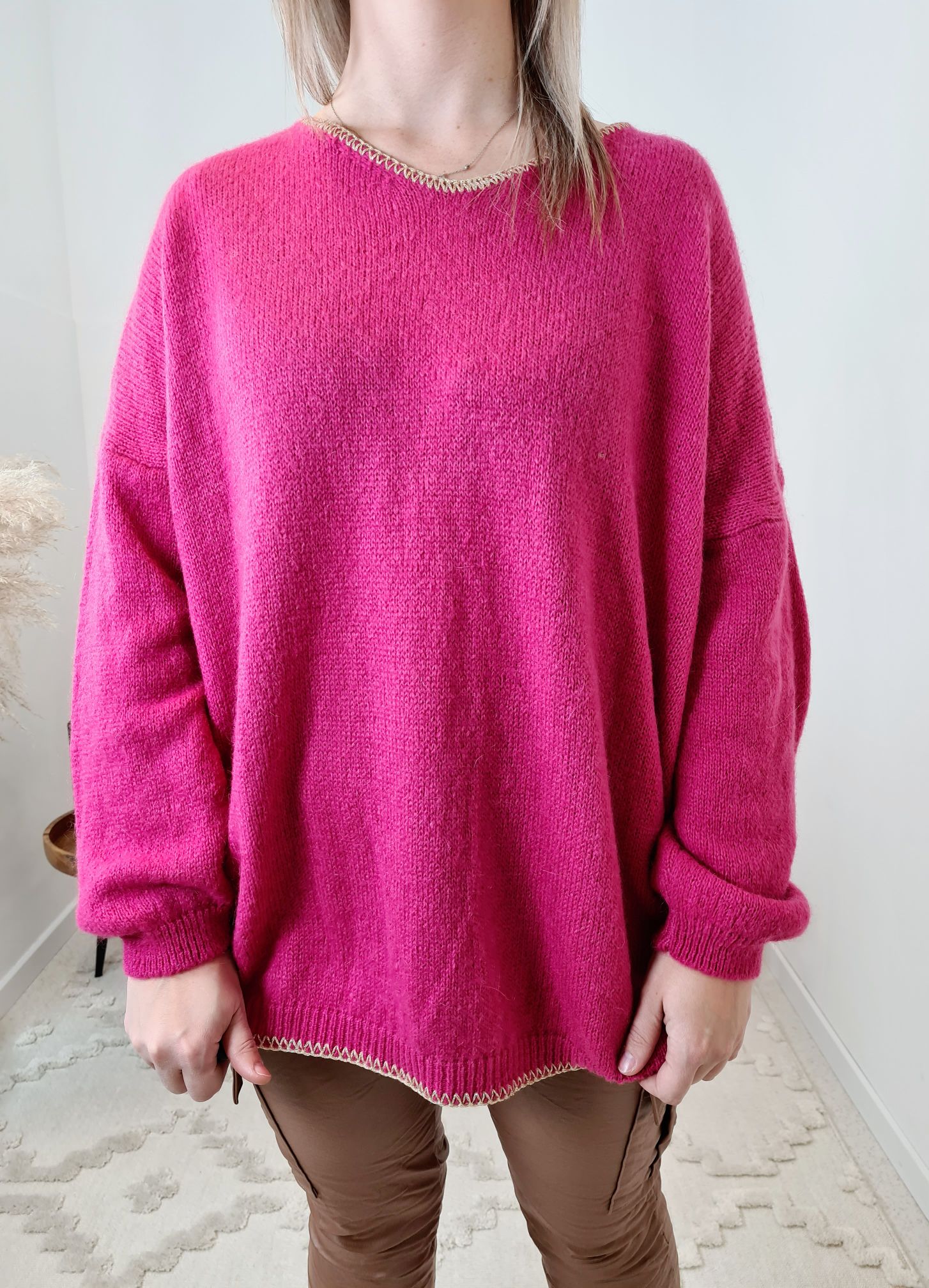LIGHT KNIT SWEATER RENO PINK Strickpullover Pullover Langarm Longsleeve 34-42 Oversize Made in Italy LIGHT KNIT SWEATER RENO PINK Strickpullover Pullover Langarm Longsleeve 34-42 Oversize Made in Italy