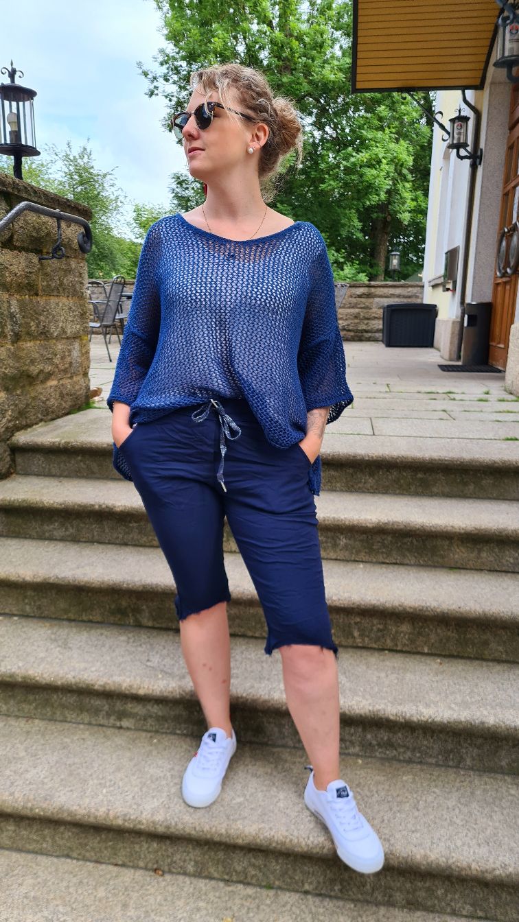 LOCHSTRICK PULLI FILIZ BLAU 32-42 Made in Italy dünner Sommer Pullover Shirt Knit Sweater LOCHSTRICK PULLI FILIZ BLAU 32-42 Made in Italy dünner Sommer Pullover Shirt Knit Sweater