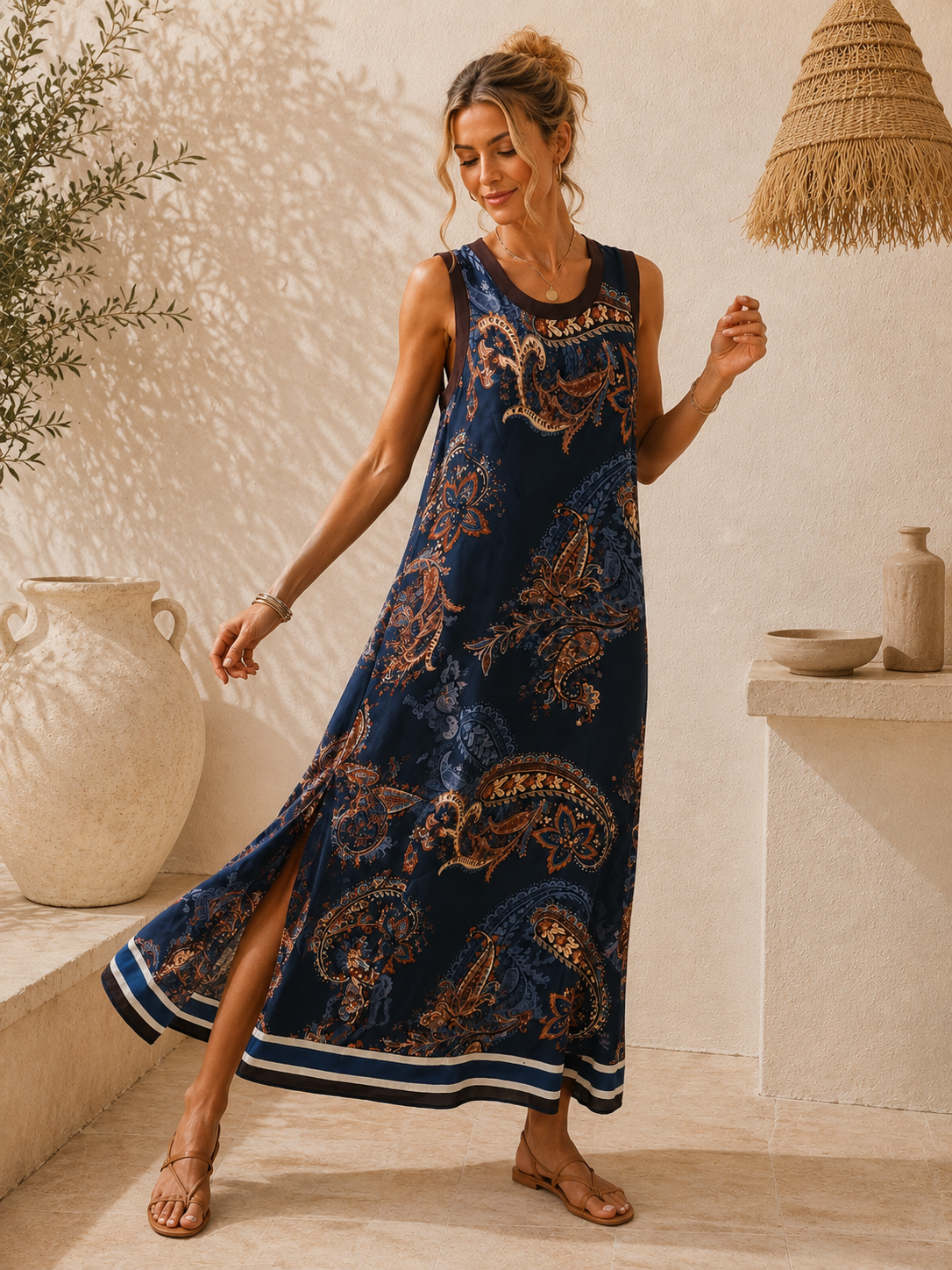 Satin-Kleid Evelina Paisley Made in Italy Viskose Qualtiät Gr. 34-40/42