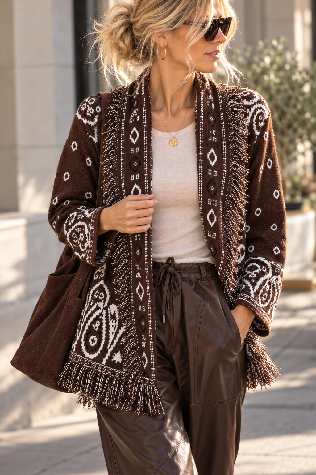 Cardigan mit Fransen & Gürtel Paisley-Muster SJ0179 I Made in Italy 34-42