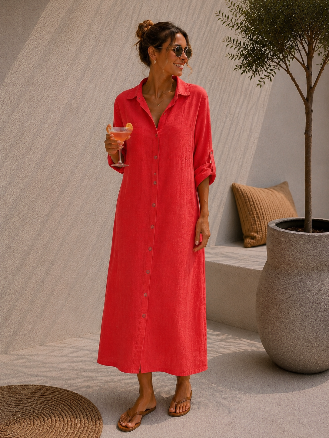 LINEN DRESS ESTELA Made in Italy 34 - 44/46 Leinen Blusen Kleid