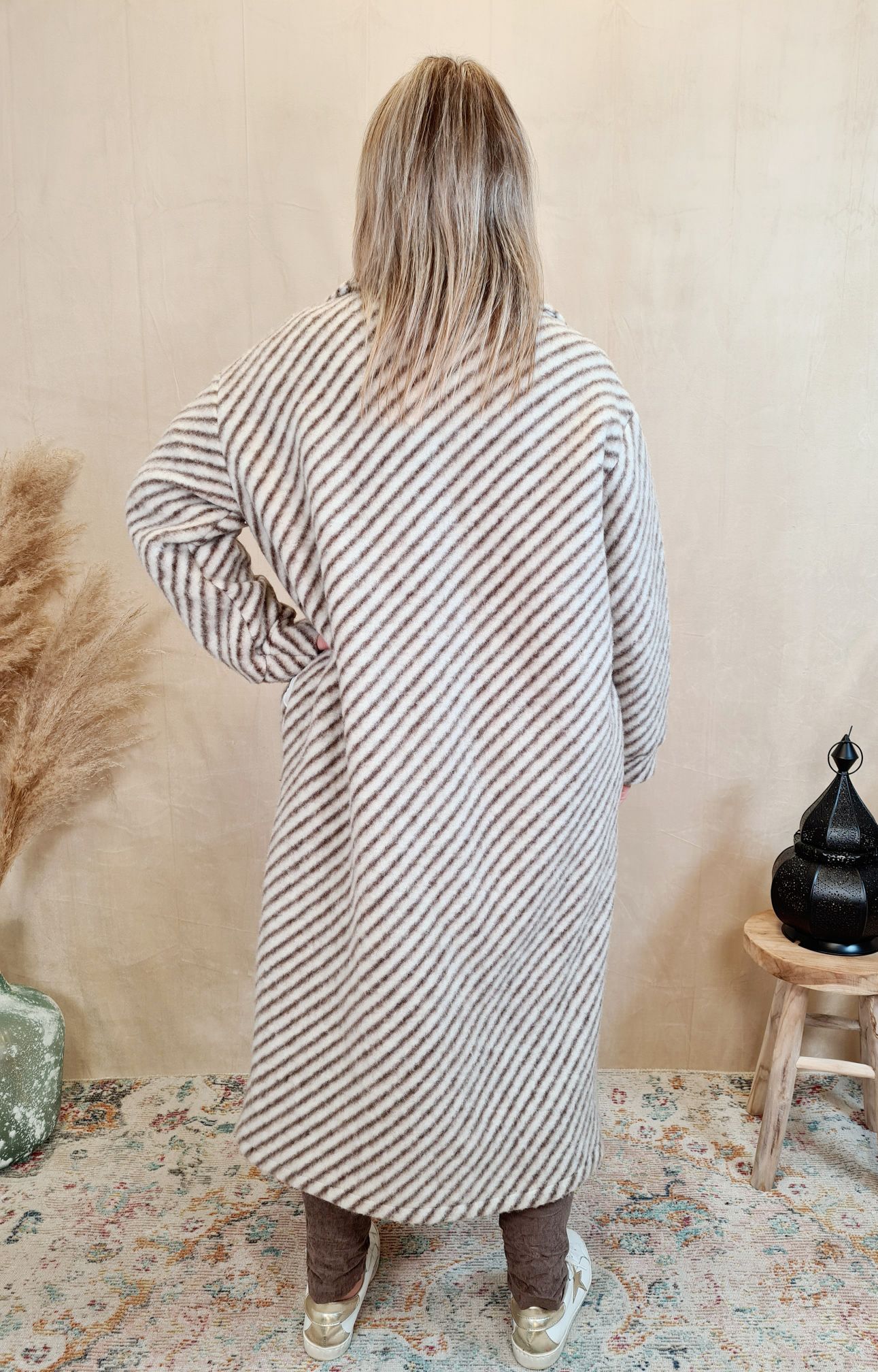 WOLL MANTEL PIA STRIPES BRAUN 36-42 Made in Italy Winter Jacke Fleece Mantel COAT WOLL MANTEL PIA STRIPES BRAUN 36-42 Made in Italy Winter Jacke Fleece Mantel COAT