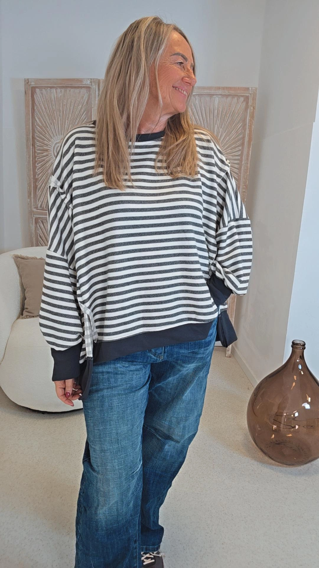 OVERSIZE SWEATER CARLOTA STREIFEN Made in Italy 34-44/46