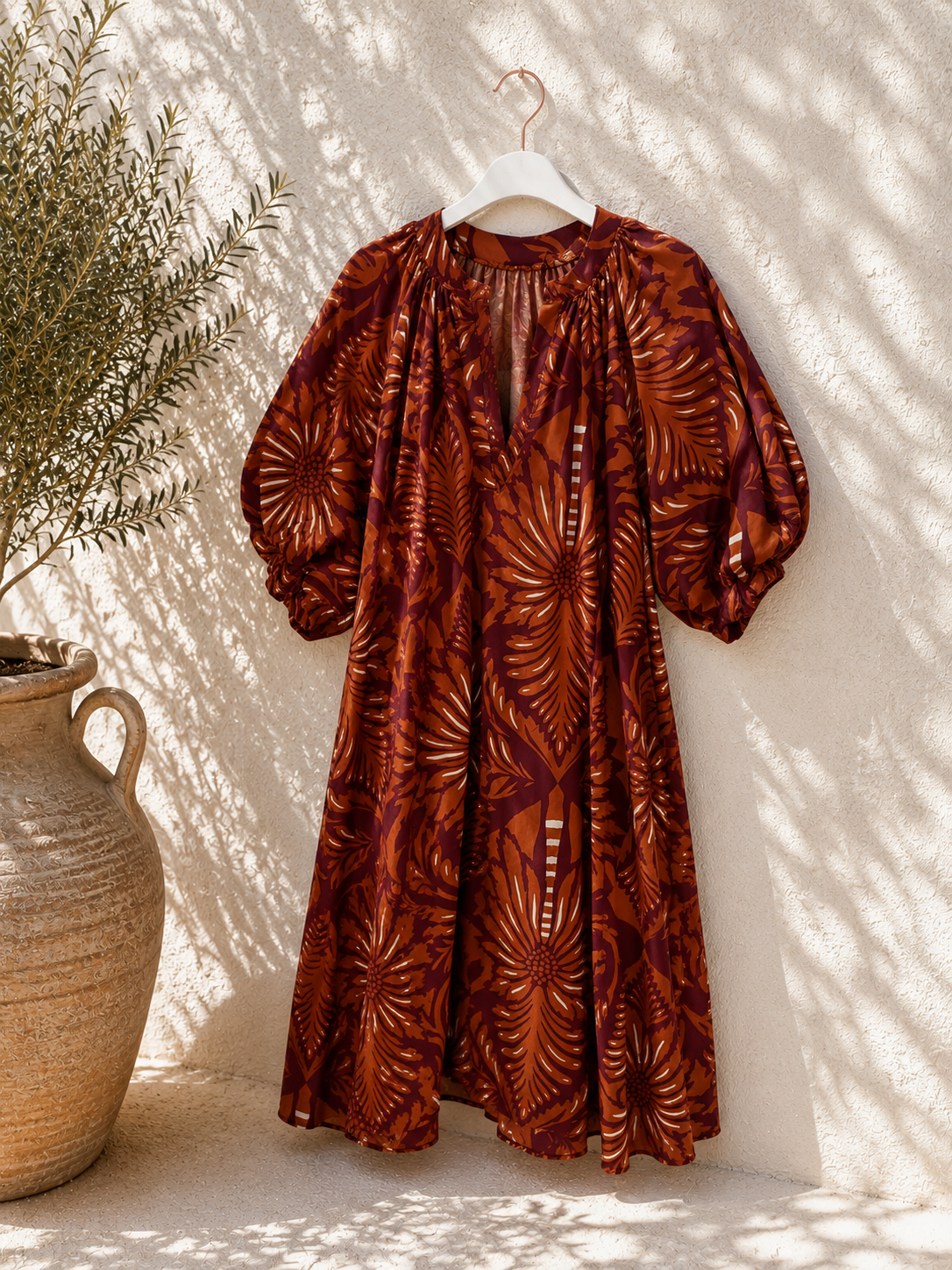 Kleid Kimolos Blätter- und Blumendesign Made in Italy 34-42/44