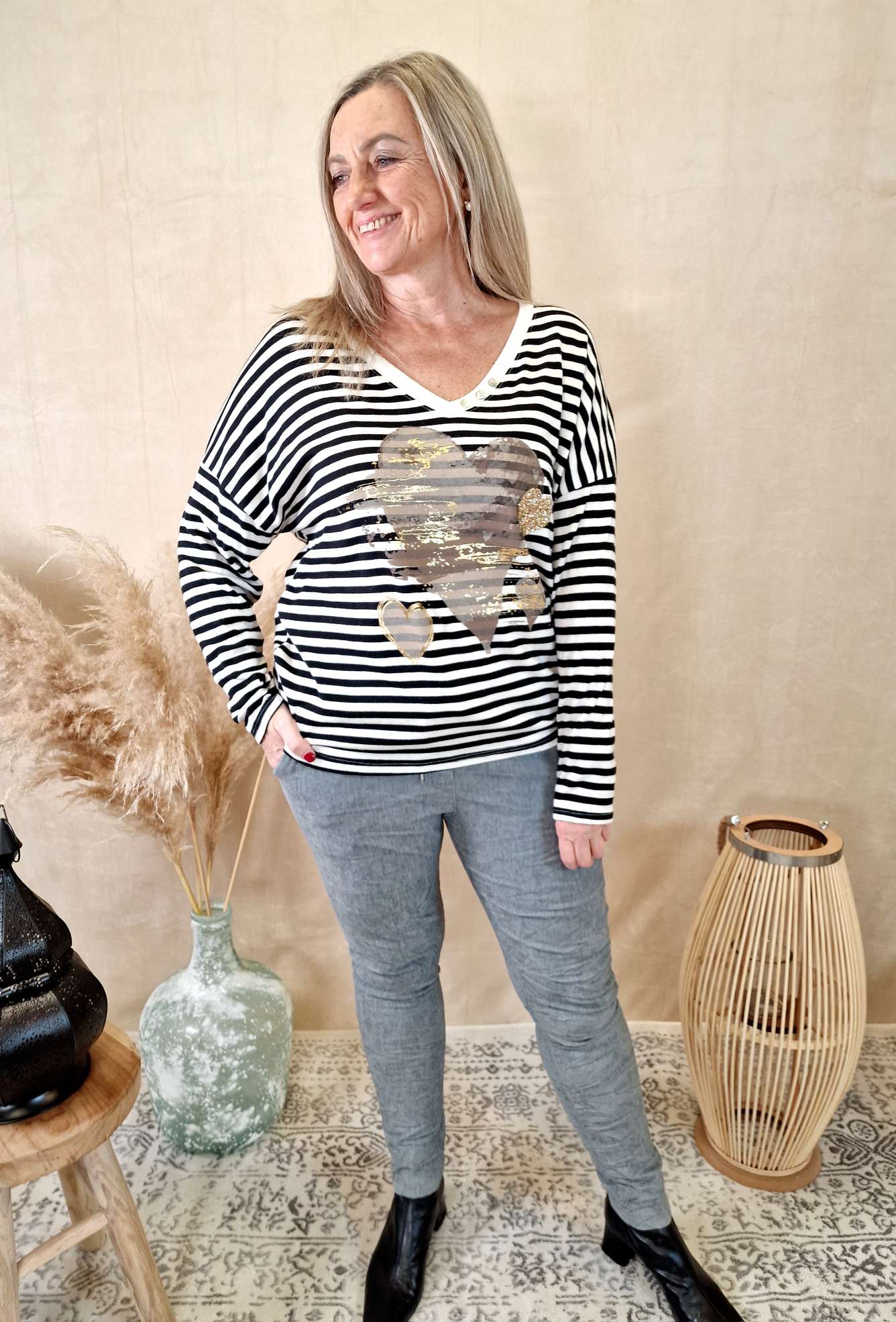 LONGSLEEVE SHIRT DANA BIG STRIPES 34-42 Made in Italy Langarm Pullover LONGSLEEVE SHIRT DANA BIG STRIPES 34-42 Made in Italy Langarm Pullover