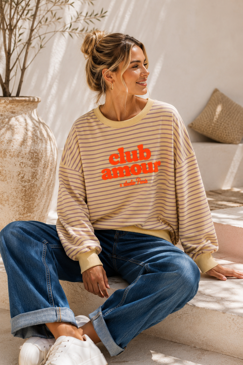 Sweatshirt / Sweater No. SW010 | Streifenlook | Oversize | Made in Italy | passt bis Größe 42/44