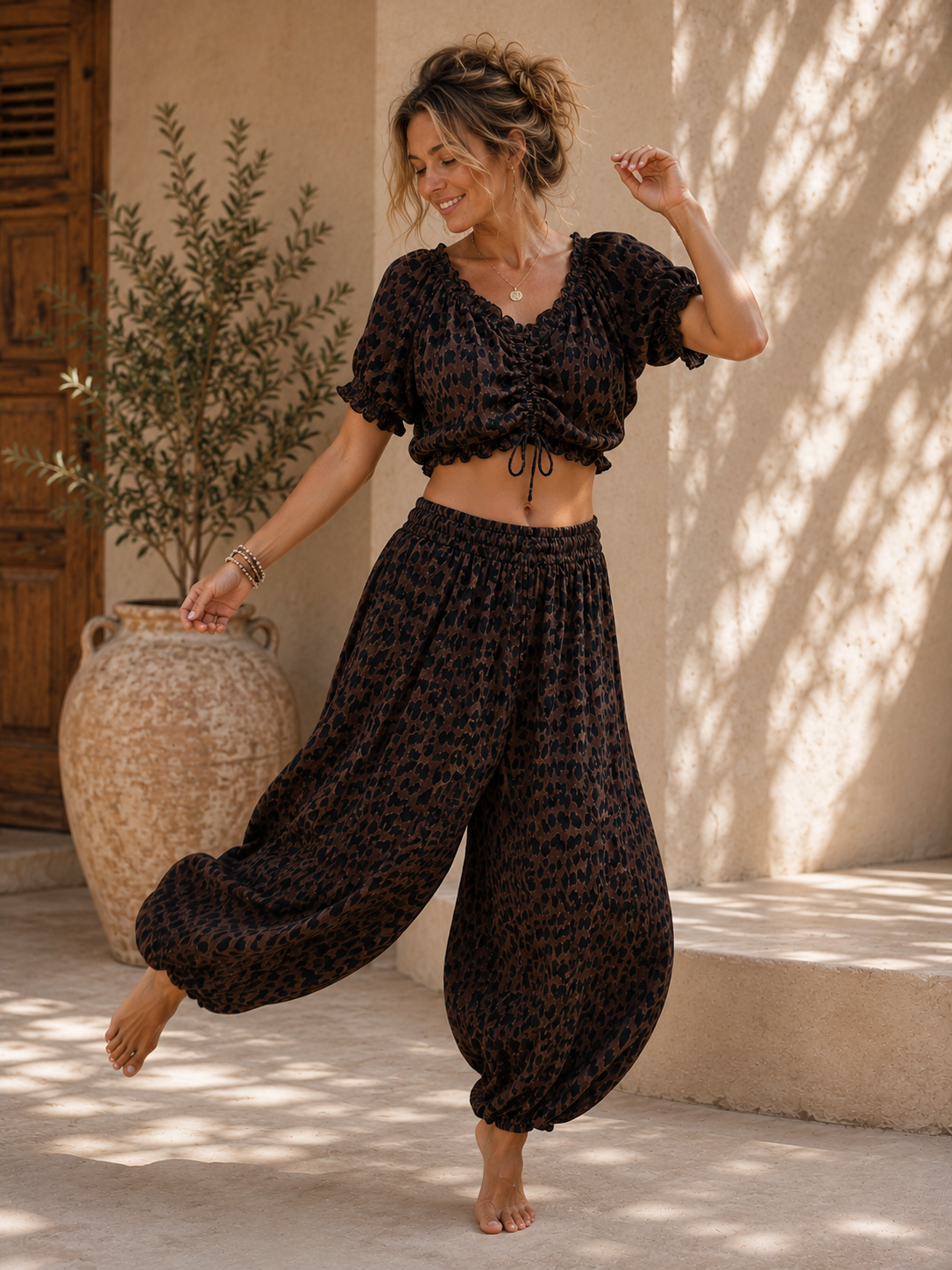 Bluse Cropped Musselin Savanna Leo Made in Italy 34-40/42
