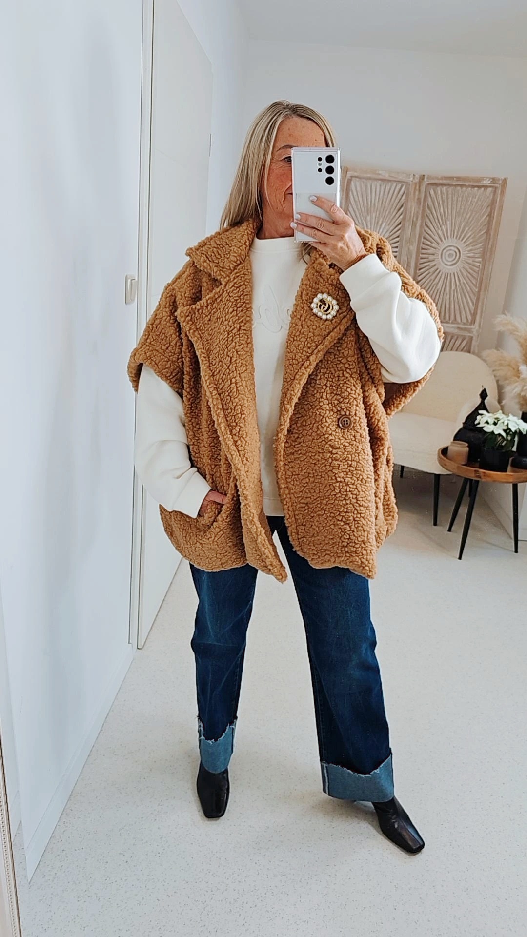 TEDDY WESTE ANNI Made in Italy 34-46/48 Mantel Jacke ärmellos COAT TEDDY WESTE ANNI Made in Italy 34-46/48 Mantel Jacke ärmellos COAT