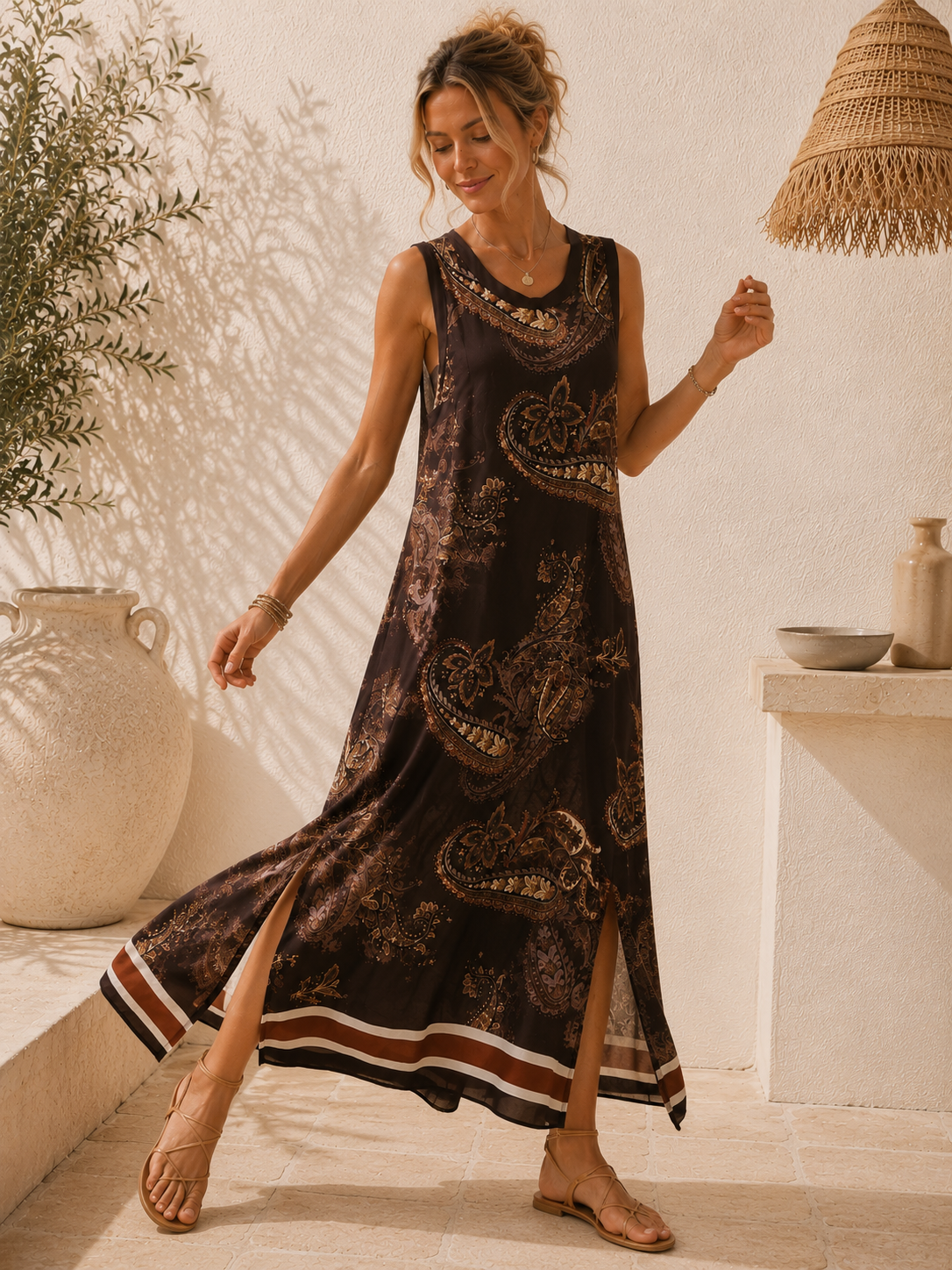 Satin-Kleid Evelina Paisley Made in Italy Viskose Qualtiät Gr. 34-40/42
