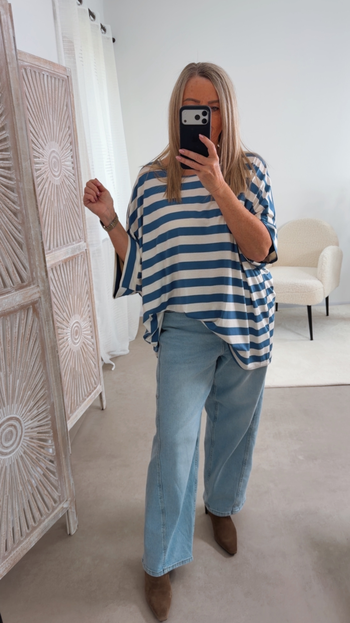 🌸 Pipi Oversize Shirt Steifen Made in Italy 36-46