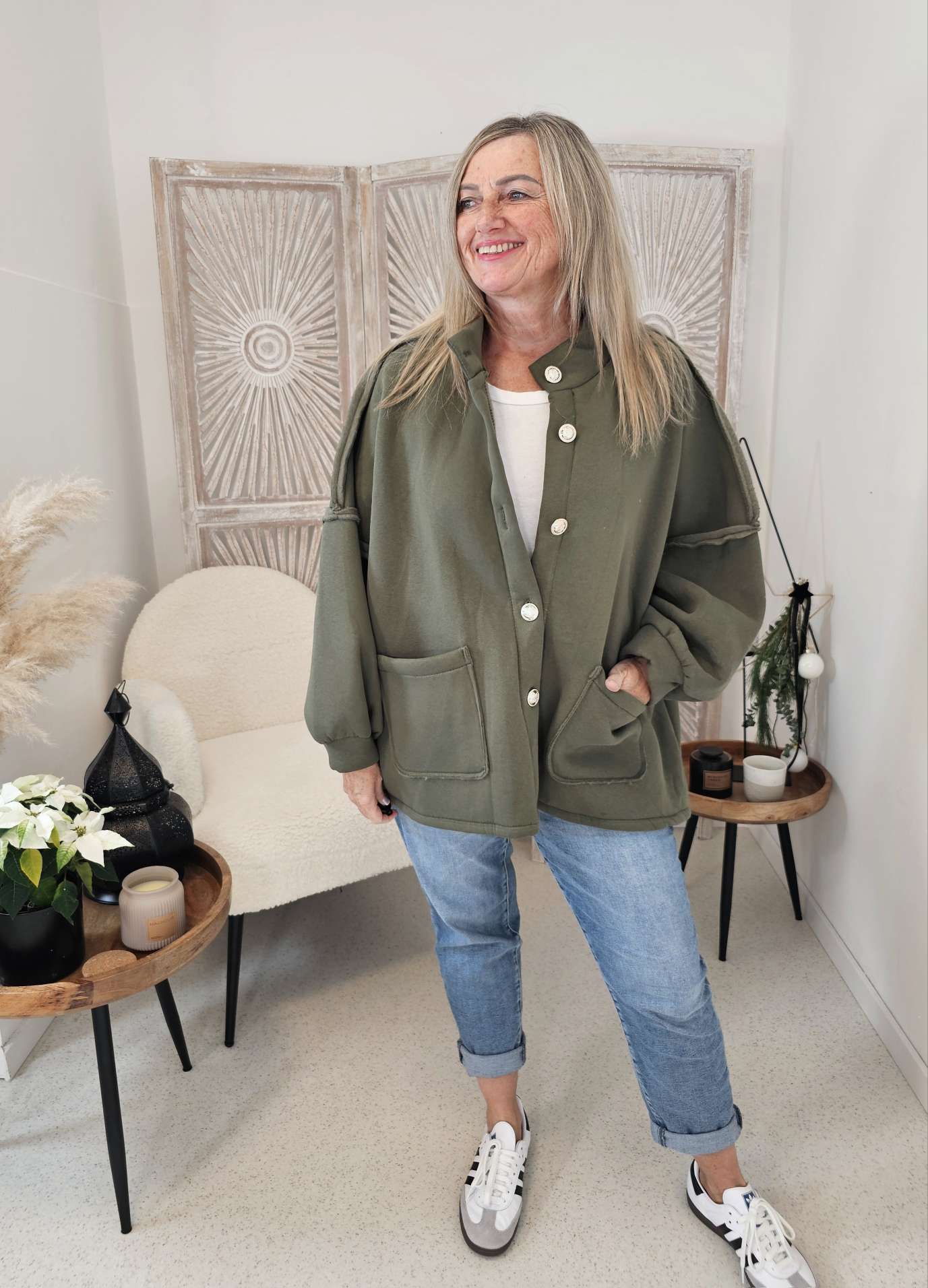 OVERSIZE SWEATSHIRT JACKE VERONA Made in Italy 34-46 Sweatshirtjacke OVERSIZE SWEATSHIRT JACKE VERONA Made in Italy 34-46 Sweatshirtjacke