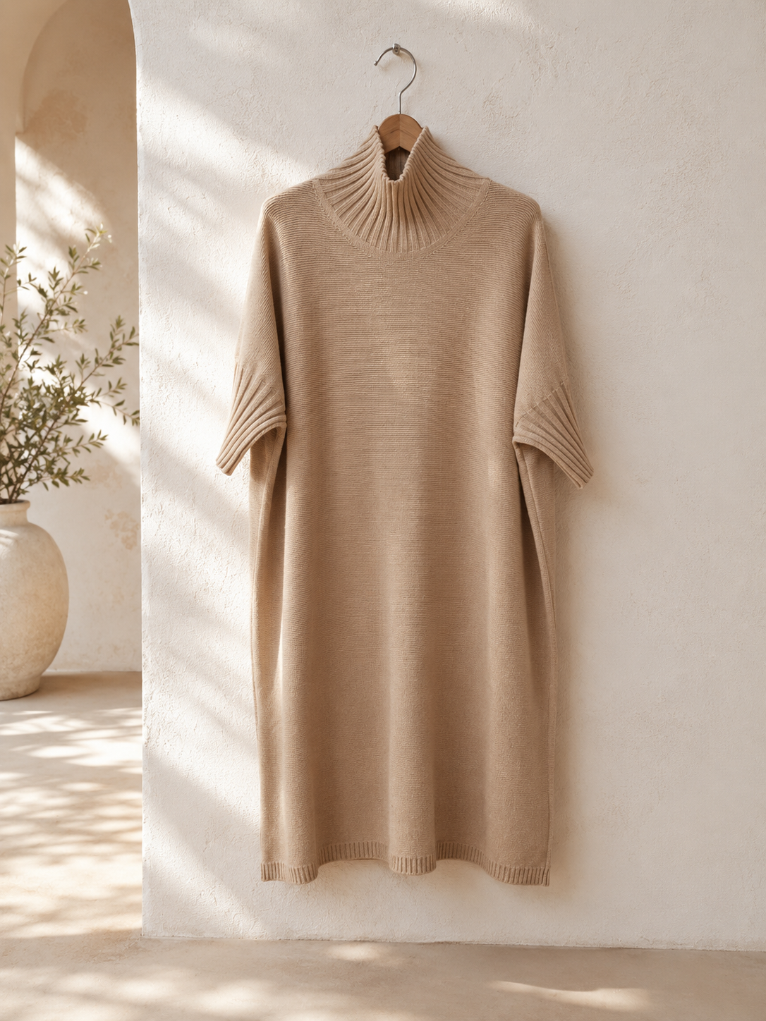 Strickkleid mit Stehkragen Uni I NO.SK0018 I Made in Italy 34-44