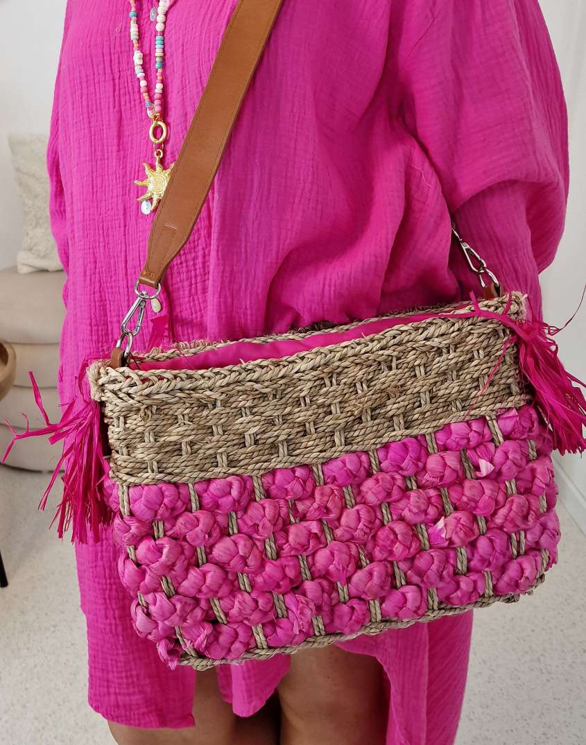 BEACH BAG ALEX PINK Italy Design Bohemian Tasche Beach Bag Basttasche Strand