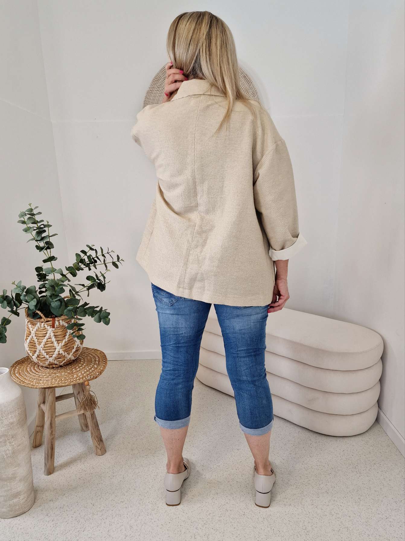 BLAZER RENE BEIGE 34-42/44 Made in Italy Oversize Anzug Jacke BLAZER RENE BEIGE 34-42/44 Made in Italy Oversize Anzug Jacke