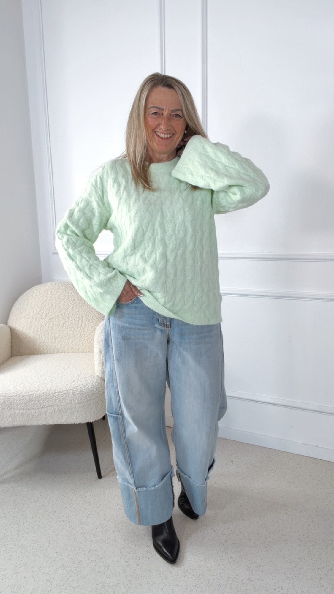KNIT SWEATER INGRID  Italy Style 34-42 Zopfmuster