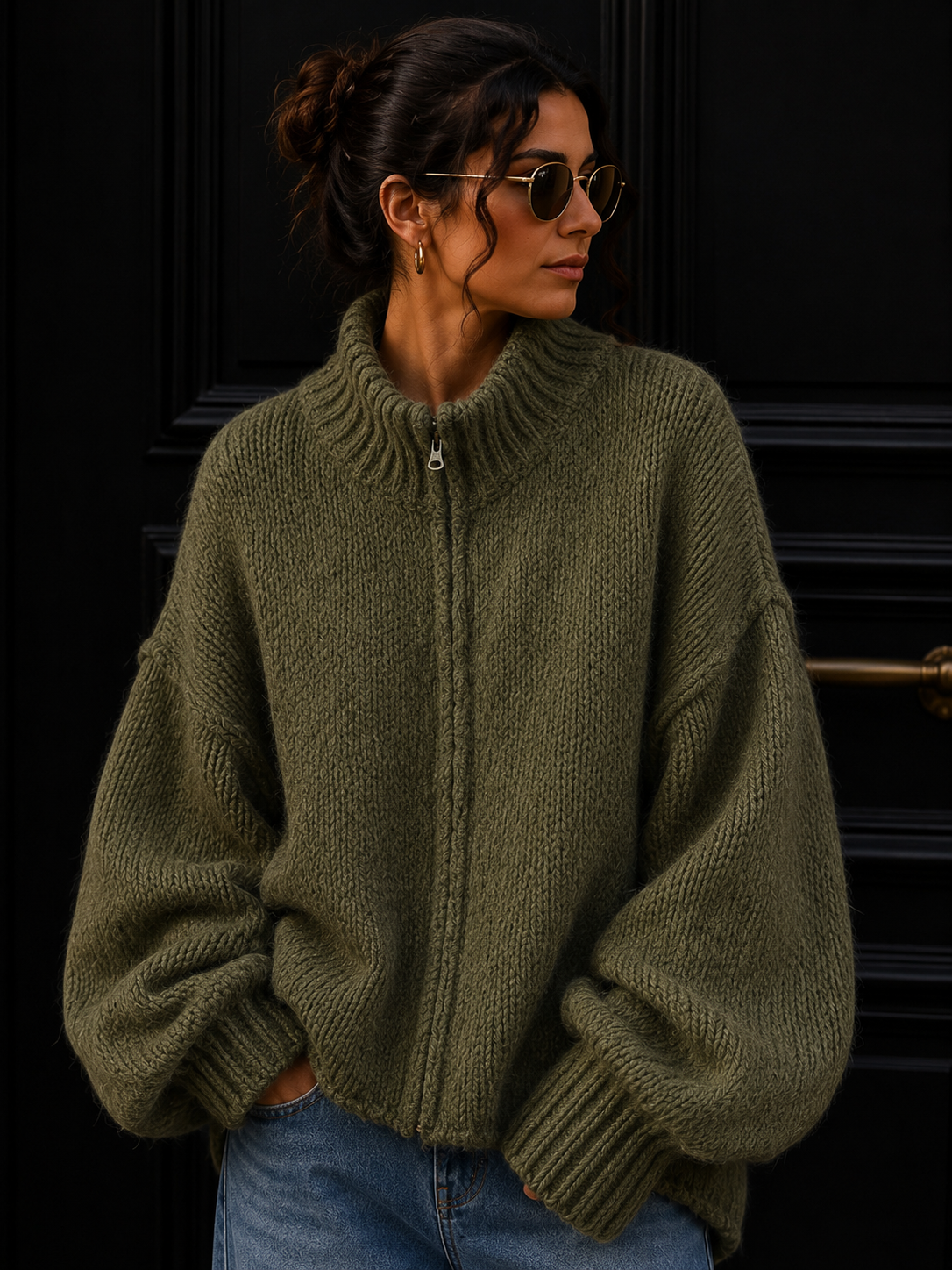 Strickjacke mit Reißverschluss I SJ0043 I Made in Italy 34-46