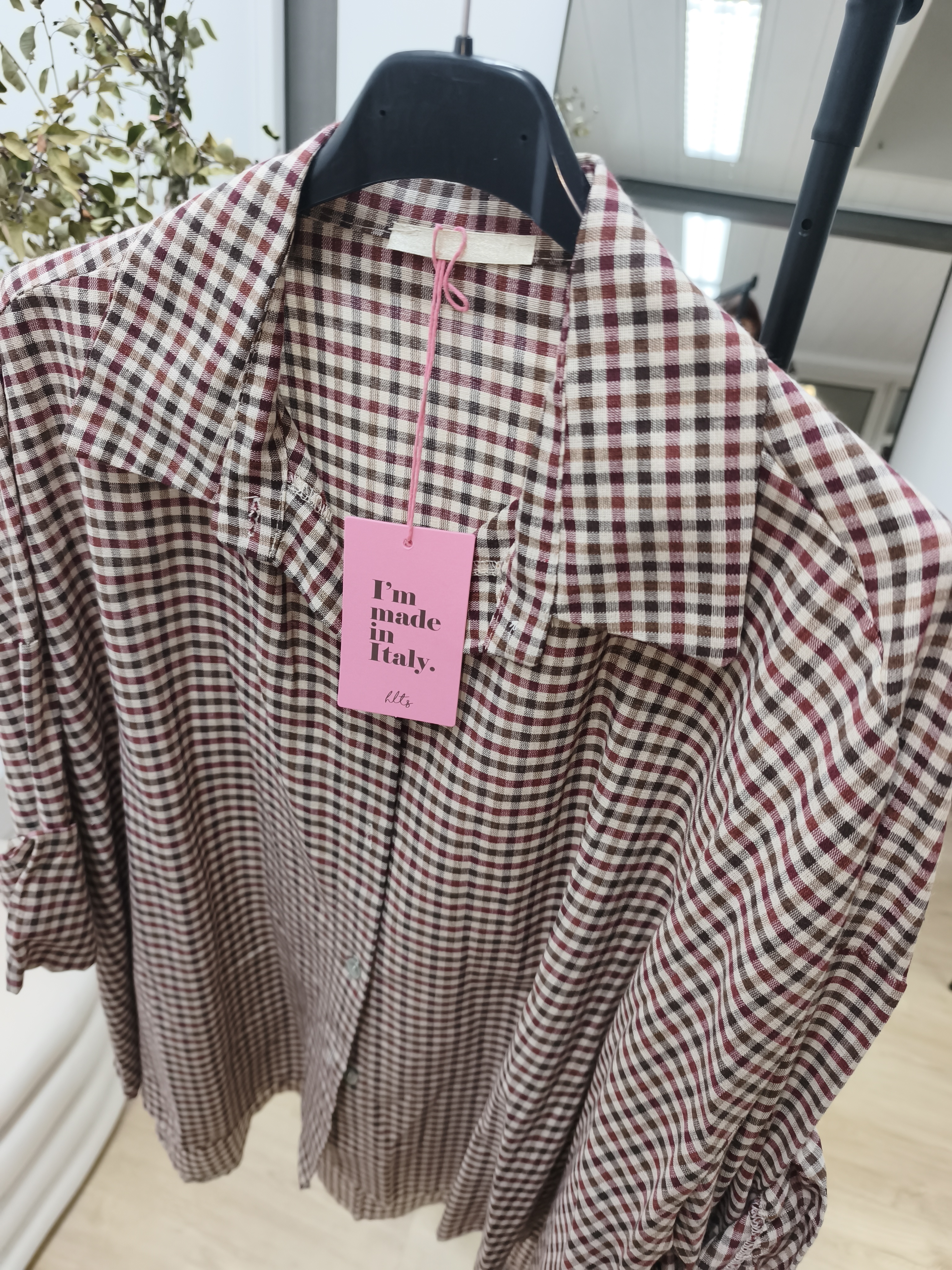 Karo-Bluse – lässiger Oversize-Look I BL0134 I 34-42 I Made in Italy