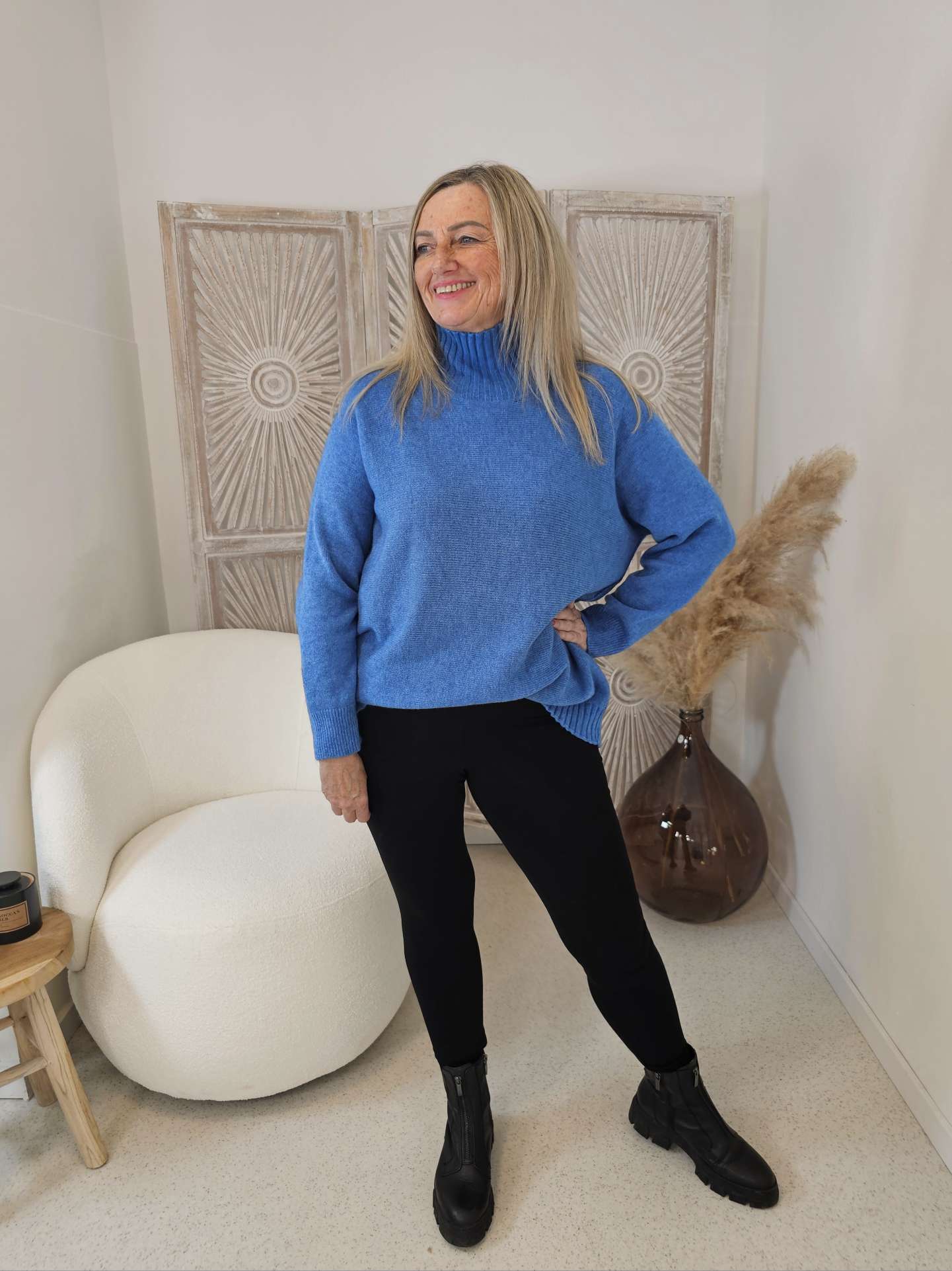 LIGHT KNIT SWEATER ALISON Stehkragen Oversize 34- 42 Made in Italy Pullover LIGHT KNIT SWEATER ALISON Stehkragen Oversize 34- 42 Made in Italy Pullover