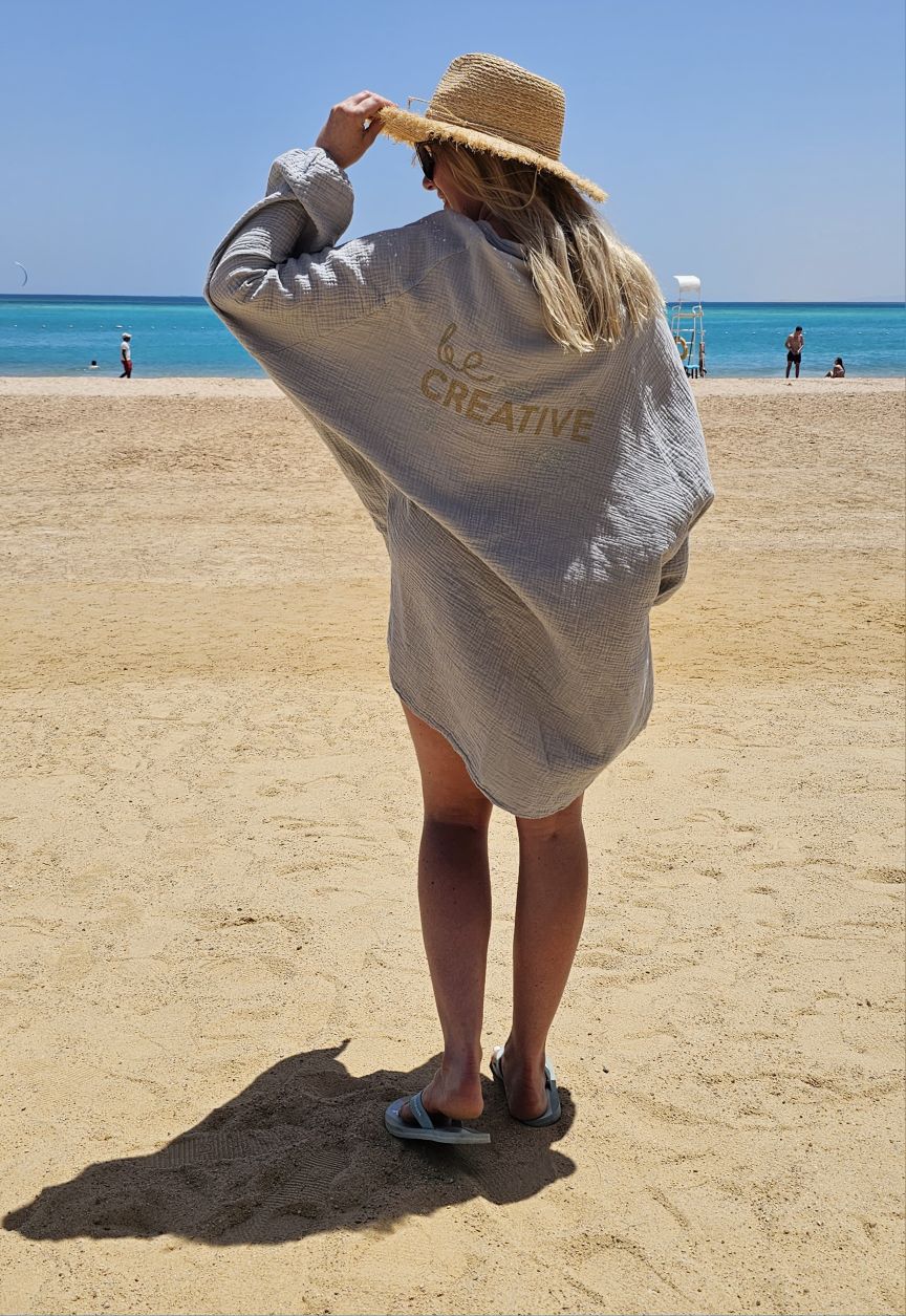 MUSSELIN OVERSIZE BLUSE BE CREATIVE HELLGRAU 34-42/44 Made in Italy Longbluse Kleid Tunika Shirt Blusenjacke MUSSELIN OVERSIZE BLUSE BE CREATIVE HELLGRAU 34-42/44 Made in Italy Longbluse Kleid Tunika Shirt Blusenjacke