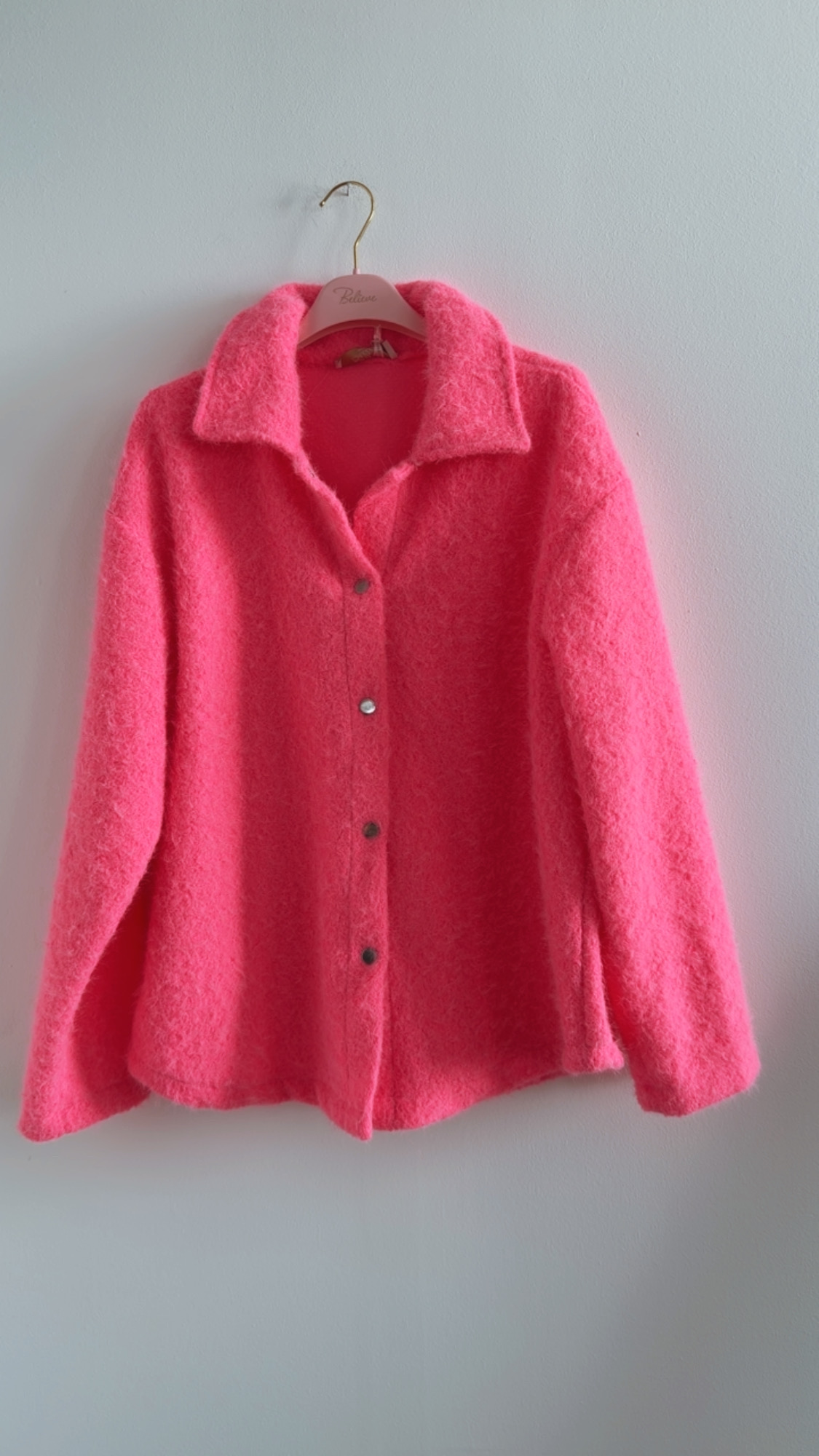 Hemdjacke No. JA014 | Flauschige Wolloptik | Made in Italy | Gr. 34–42