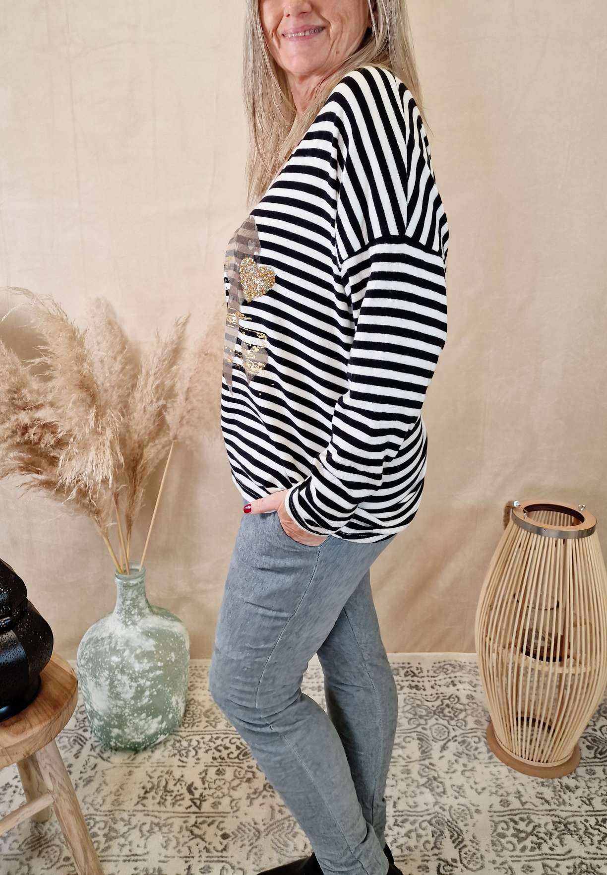 LONGSLEEVE SHIRT DANA BIG STRIPES 34-42 Made in Italy Langarm Pullover LONGSLEEVE SHIRT DANA BIG STRIPES 34-42 Made in Italy Langarm Pullover