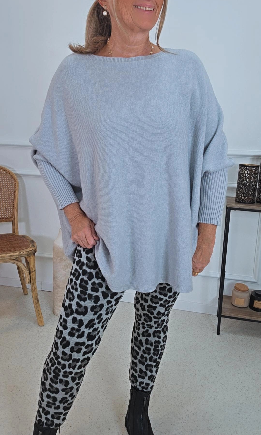 OVERSIZE KNIT SWEATER STRICK PULLOVER LILLE Made in Italy 34 - 48/50