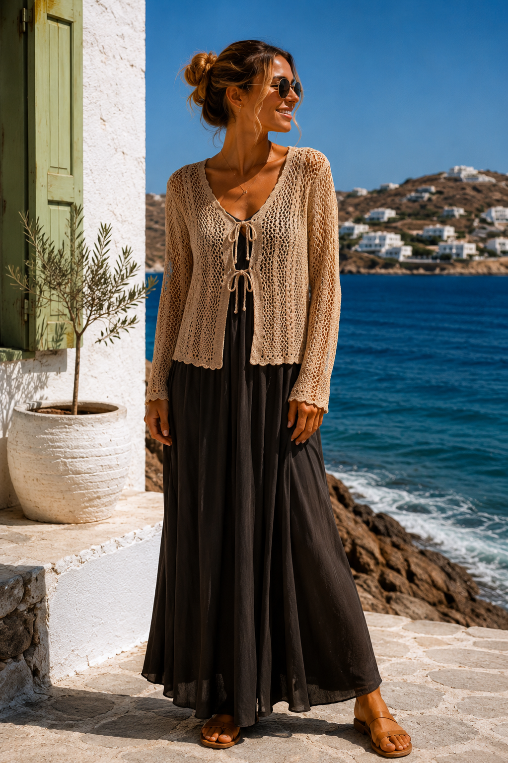 Strickjacke Malia Häkelmuster Uni Made in Italy 34-40/42