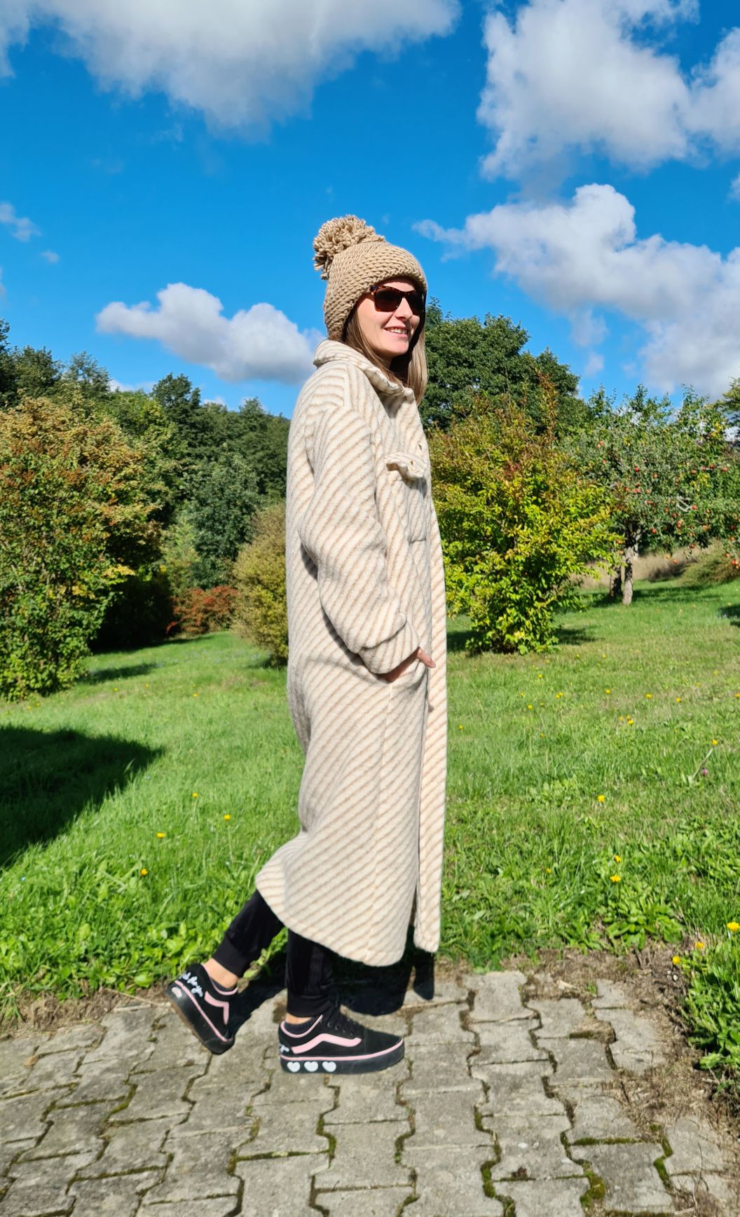 WOLL MANTEL PIA STRIPES BEIGE 36-42 Made in Italy Winter Jacke Fleece Mantel COAT WOLL MANTEL PIA STRIPES BEIGE 36-42 Made in Italy Winter Jacke Fleece Mantel COAT