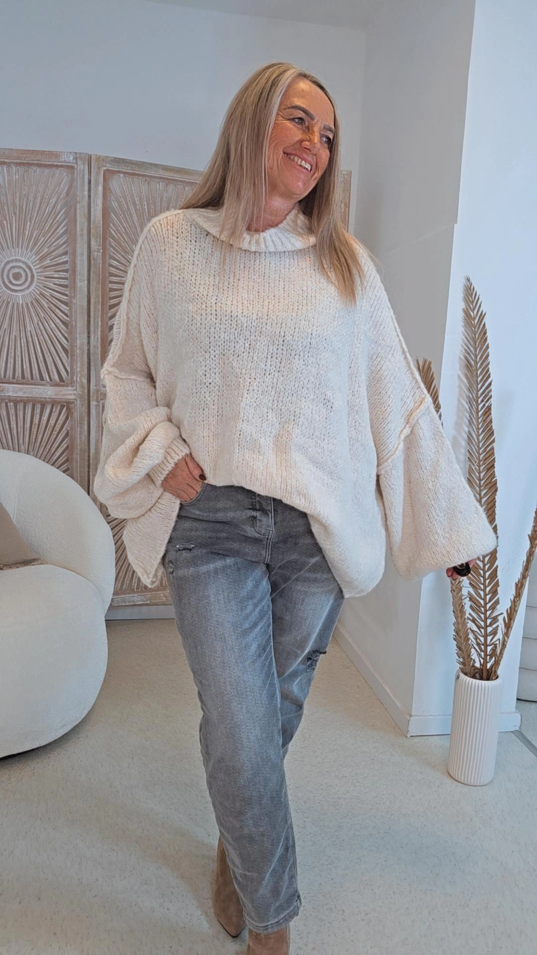 COZY KNIT SWEATER SCARLETT Made in Italy 34-48 OVERSIZE Pullover