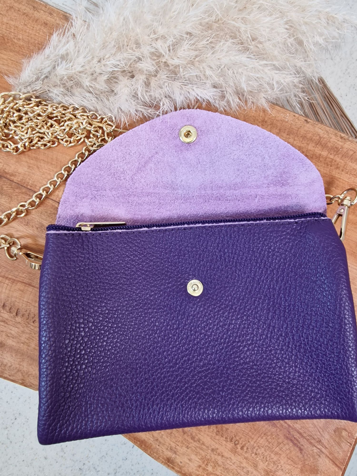 CROSSBODY HANDYTASCHE ROSIE LILA  vera Pelle Made in Italy