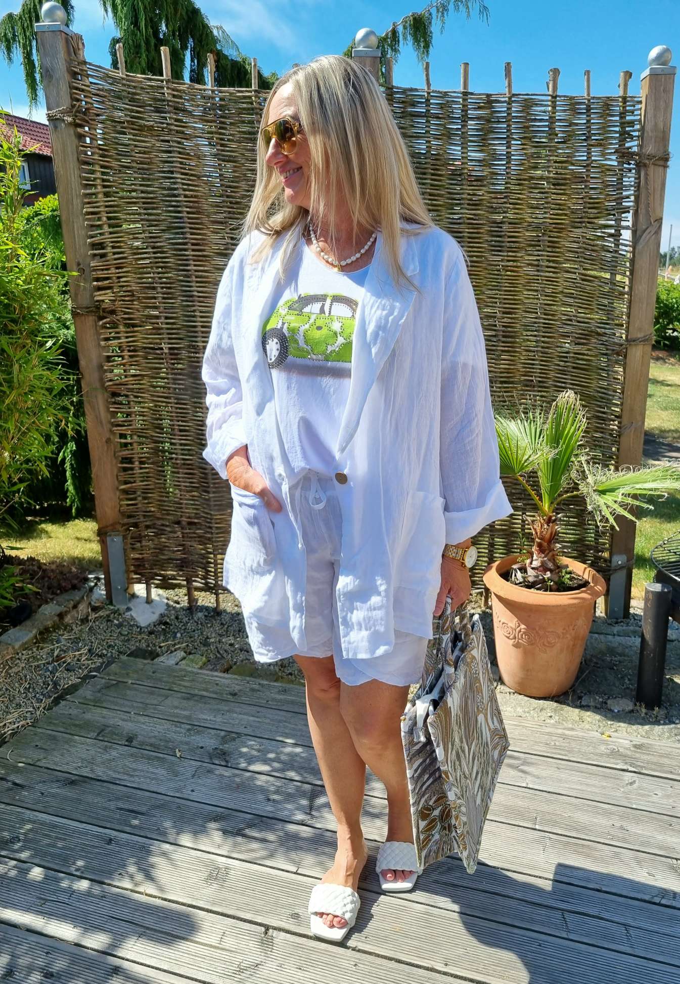 OVERSIZE LINEN BASIC BLAZER RIVA WEISS - Made in Italy Jacke Sakko Jacket LEINEN OVERSIZE LINEN BASIC BLAZER RIVA WEISS - Made in Italy Jacke Sakko Jacket LEINEN