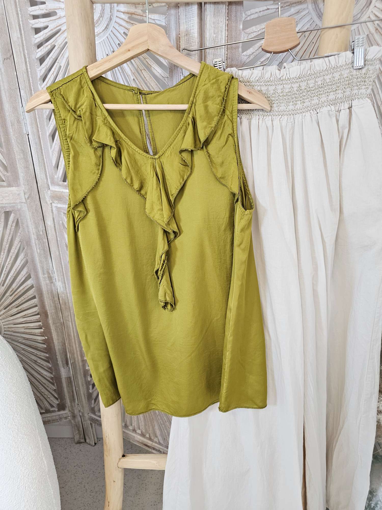 10 € BASIC TOP ROBERTA 34-40 Made in Italy Satin Optik Shirt Oberteil