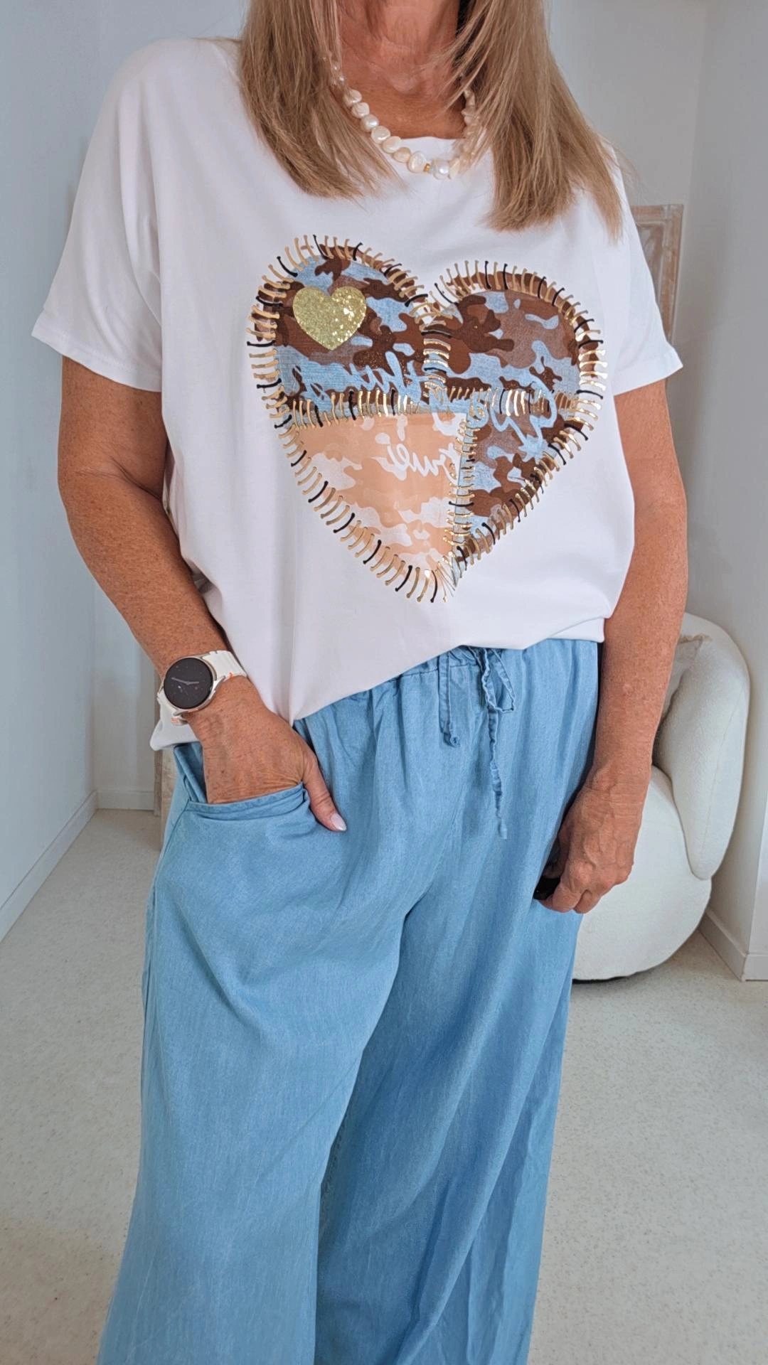 STATEMENT SHIRT VENEDIG HEART  weiß Made in Italy 34-42/44 Baumwolle Printshirt  Kopie