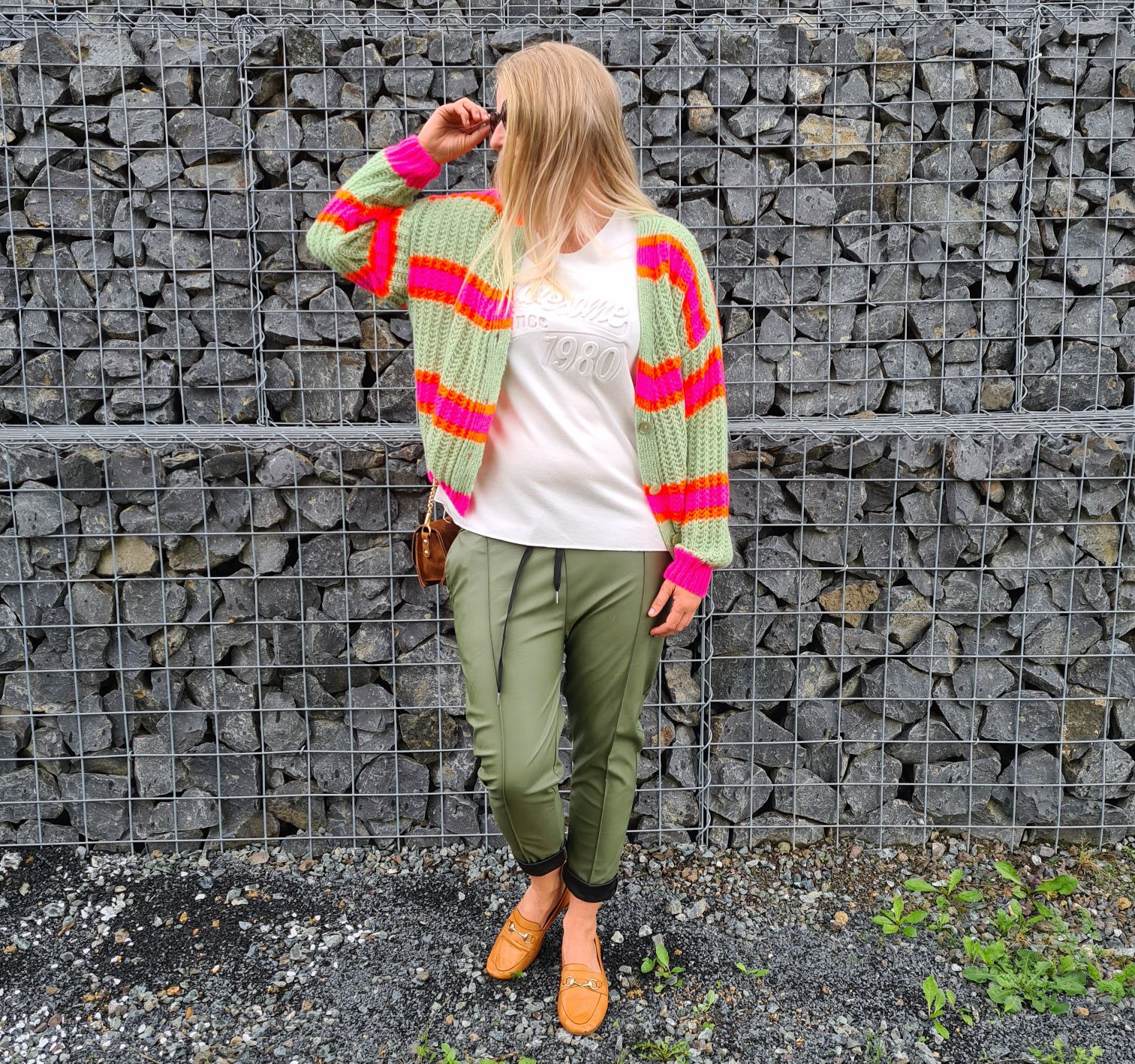SHORT KNIT CARDIGAN MYKONOS STRIPES BUTTONS LIGHT GRÜN ORANGE PINK kurze Strick Jacke Made in Italy Streifen Knöpfe 34-42 SHORT KNIT CARDIGAN MYKONOS STRIPES BUTTONS LIGHT GRÜN ORANGE PINK kurze Strick Jacke Made in Italy Streifen Knöpfe 34-42