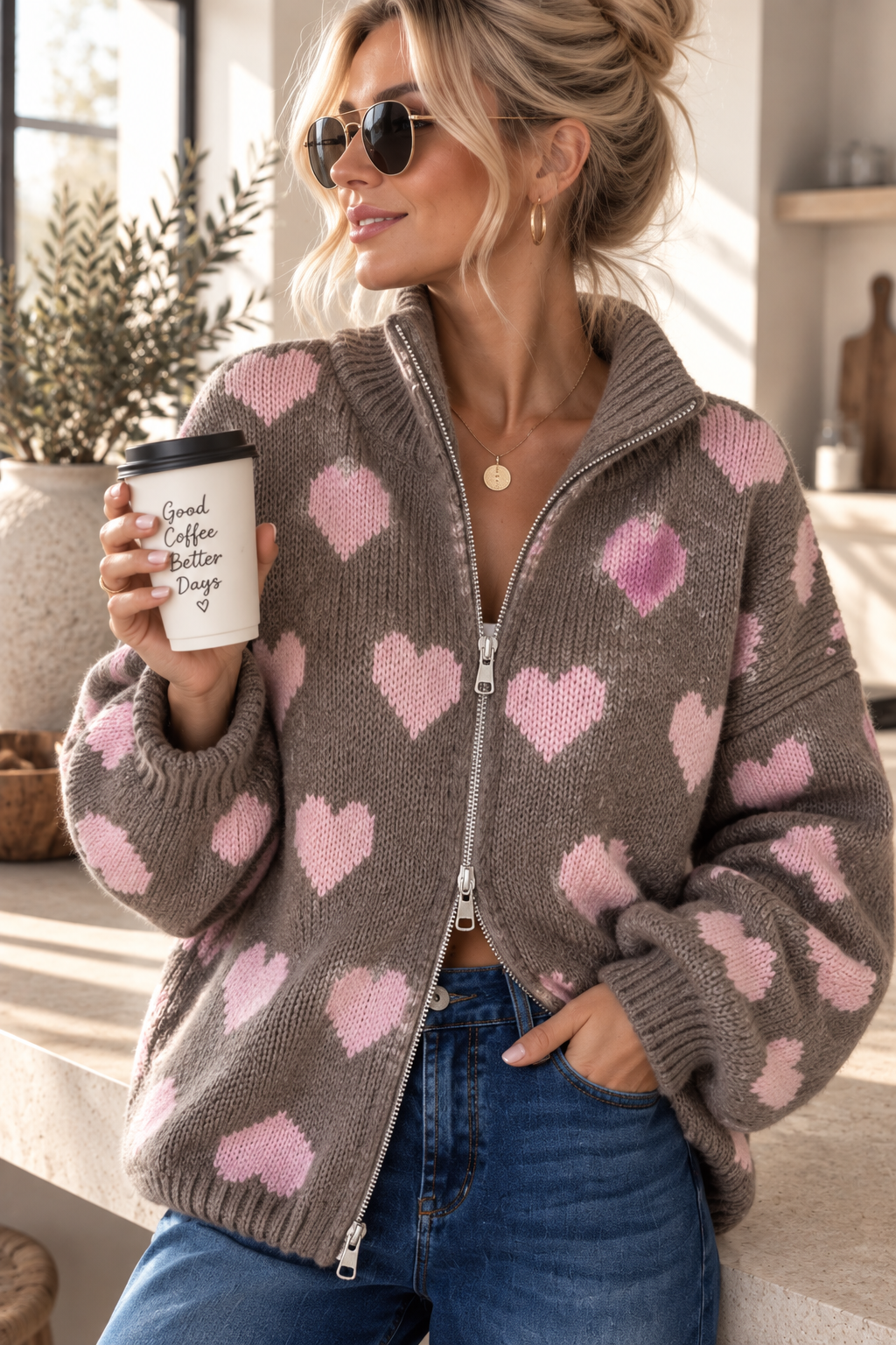 Strickjacke „Herz / Heart“ – ST0081 | Made in Italy 34-44 Strickjacke