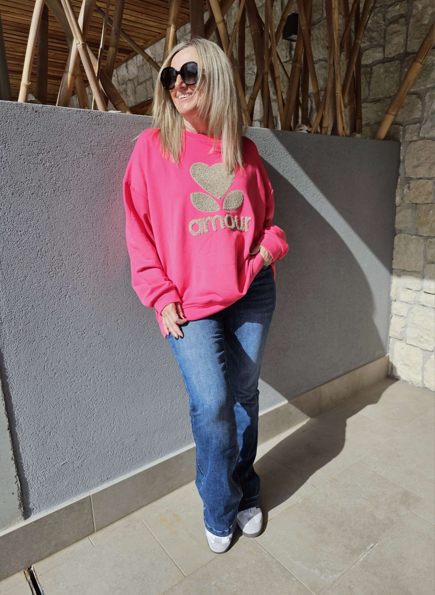 BASIC SWEATER AMOUR geflockt Made in Italy 34 - 42 BASIC SWEATER AMOUR geflockt Made in Italy 34 - 42