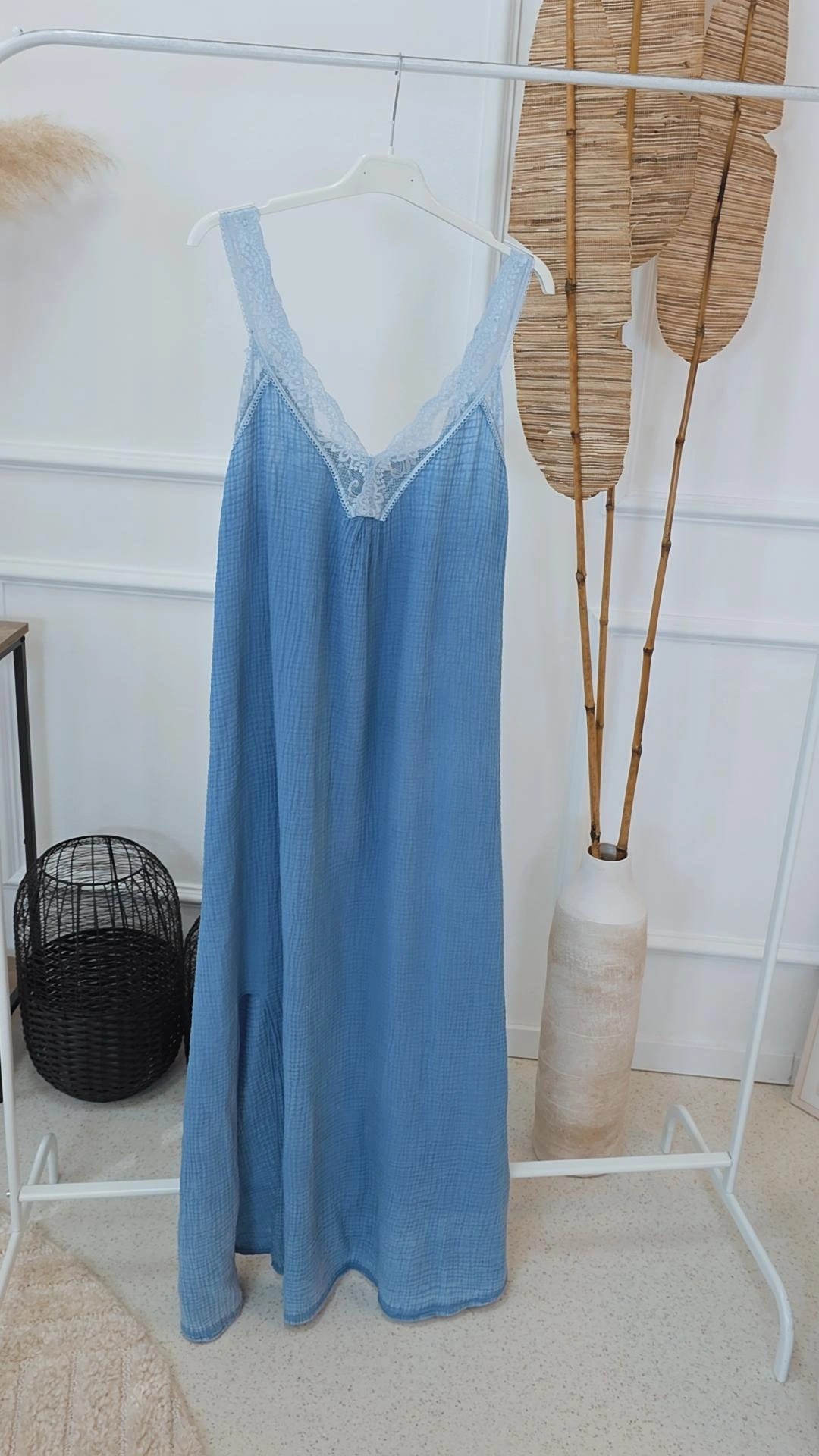 MUSSELIN LACE DRESS BAMBOO Spitzenkleid Made in Italy  34-42/44