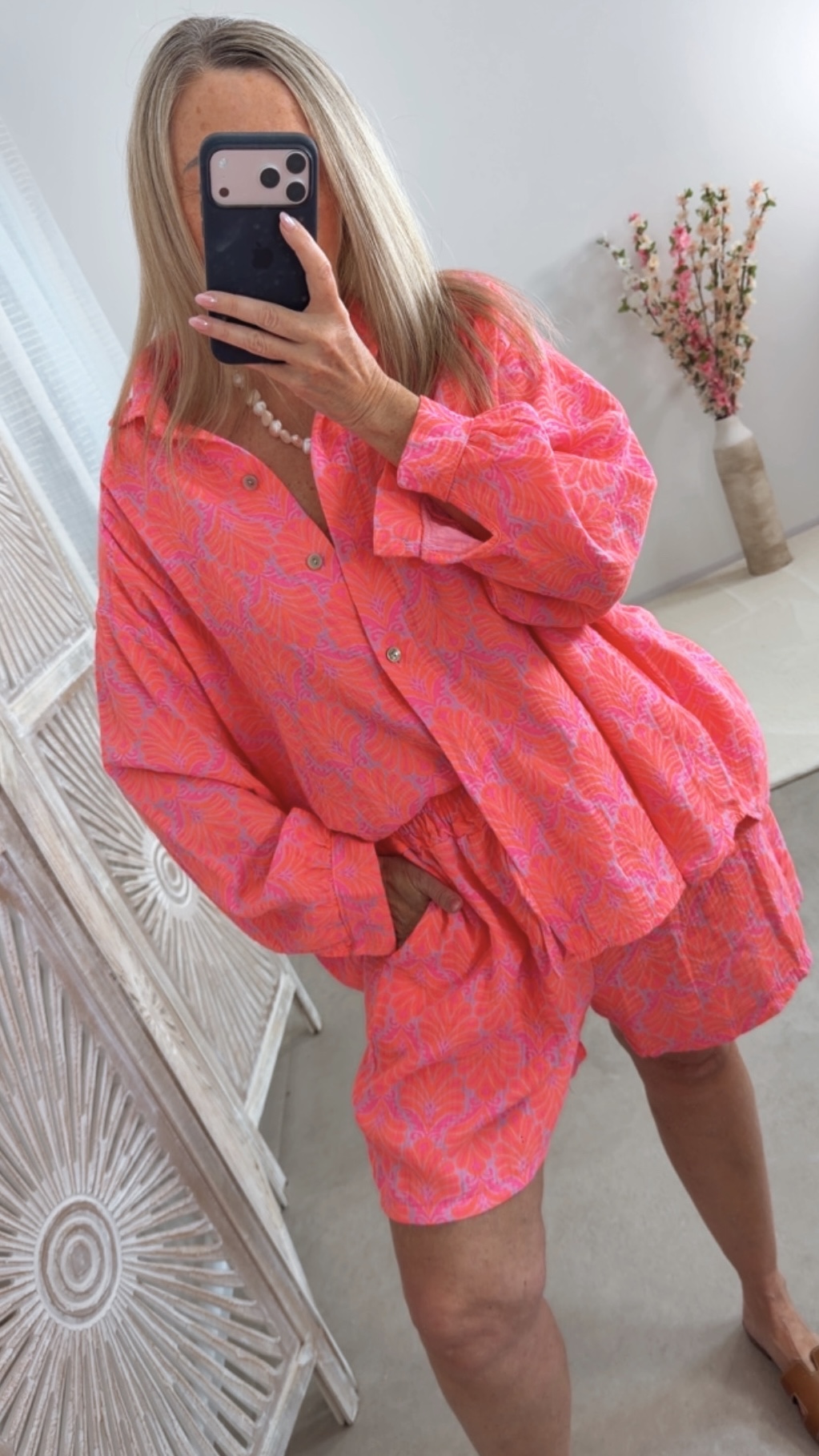 🧡✨🌿 Musselin-Bluse Fantasy-Muster Megan Made in Itlay 34-42/44