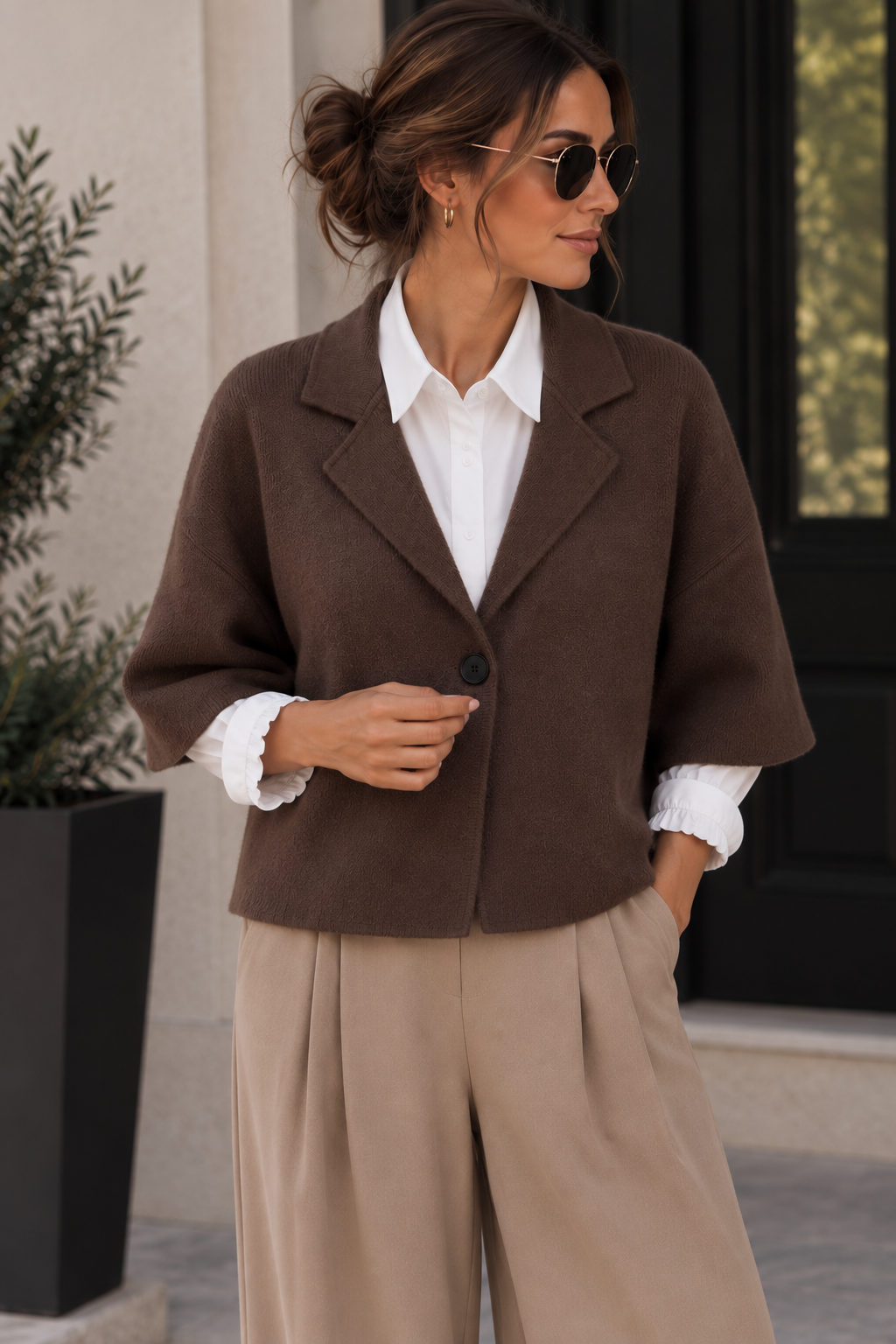 Kurzarm Strickblazer Uni I S0055 I 34-44
