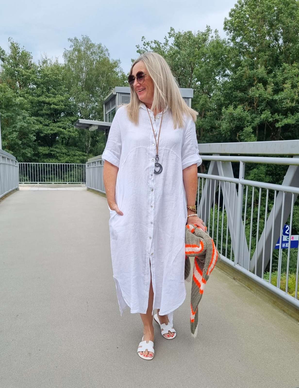 LINEN DESS WILMA WEISS 34-42 Made in Italy Leinen Kleid Long Bluse Mantel LINEN DESS WILMA WEISS 34-42 Made in Italy Leinen Kleid Long Bluse Mantel