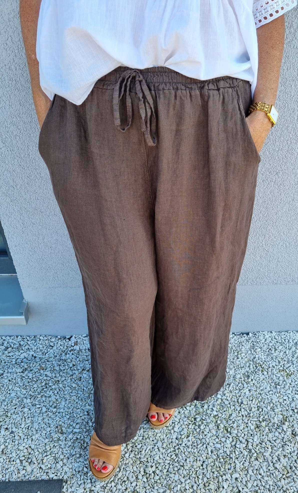 LINEN MARLENE PANT BRIGITTE BRAUN Pocket 34-42 Made in Italy weite Leinen Hose mit Taschen LINEN MARLENE PANT BRIGITTE BRAUN Pocket 34-42 Made in Italy weite Leinen Hose mit Taschen