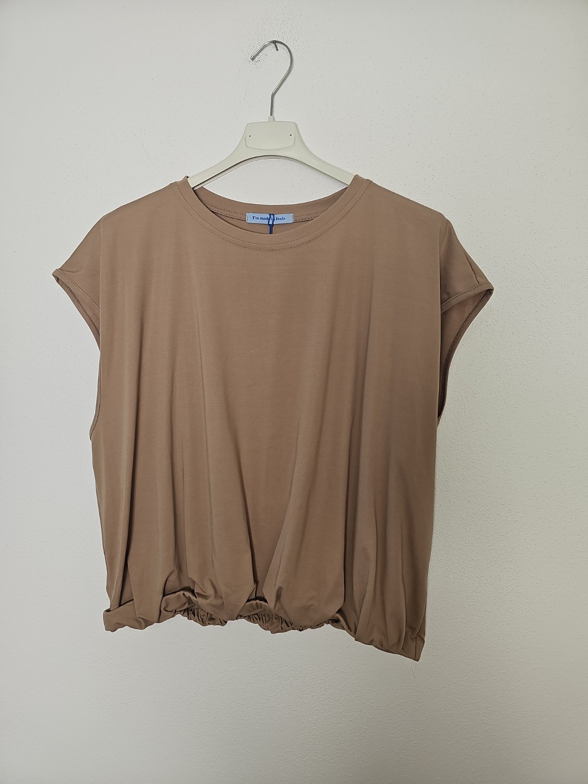 Basic T-Shirt Annalisa mit Gummibund Uni Made in Italy 34-40/42