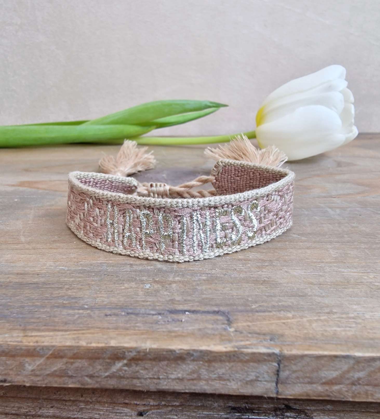 ARMBAND BRACELET BOHEMIAN NATUR BEIGE SIMPLE HAPPINESS  Textil  Goldfarbig Webarmband  