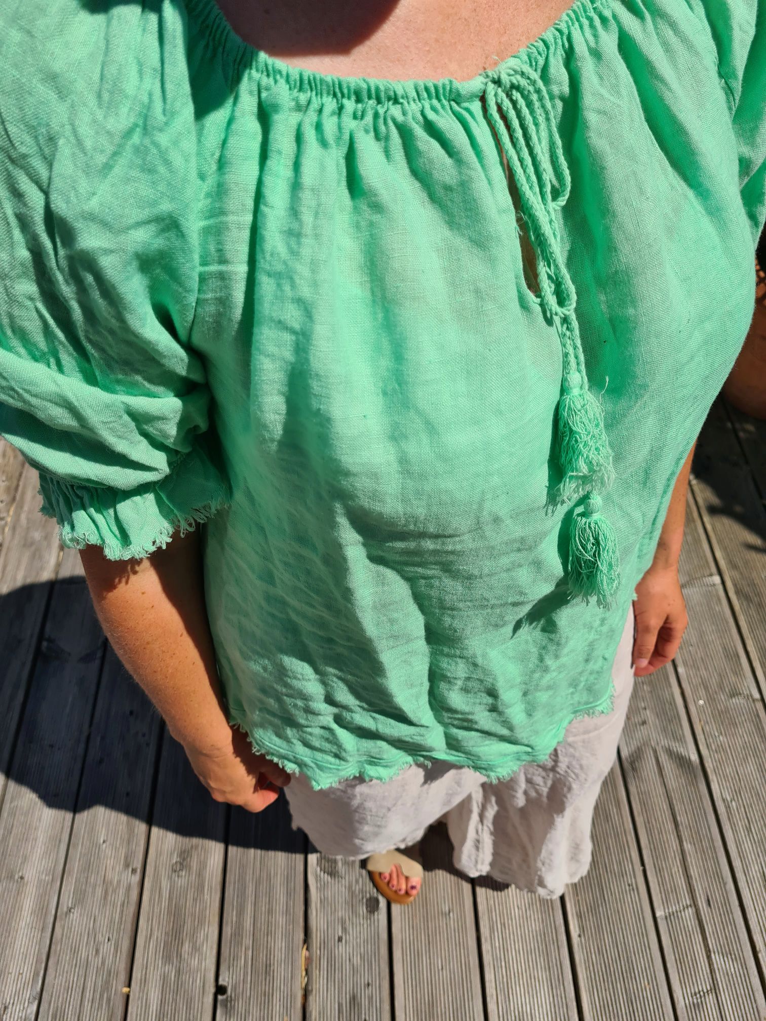 LINEN BLUSE VERONA GRÜN 34-42 Made in Italy Leinen Oversize Tunika Shirt LINEN BLUSE VERONA GRÜN 34-42 Made in Italy Leinen Oversize Tunika Shirt