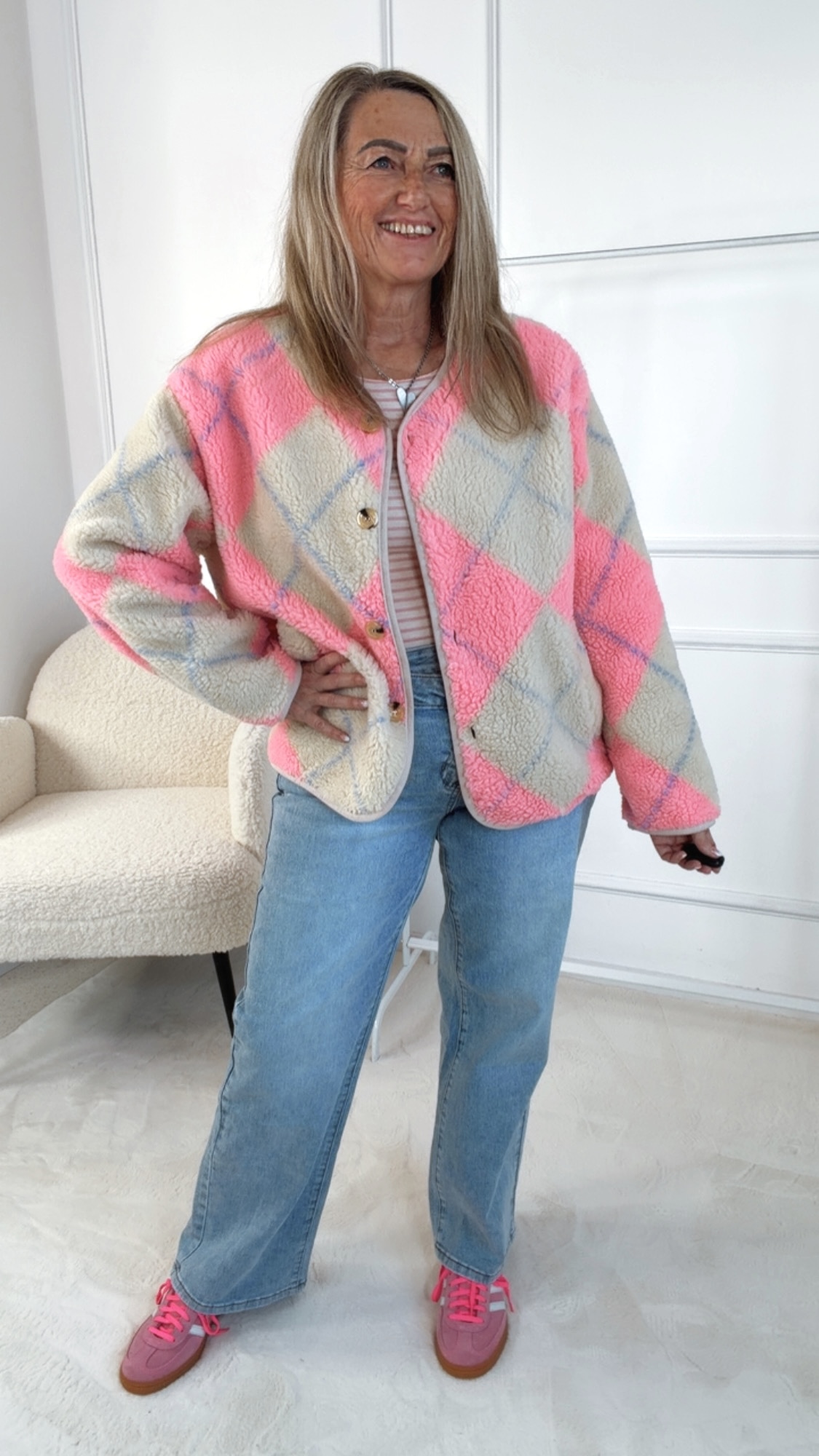 TEDDYJACKE NANNA RAUTENMUSTER 36 - 42 Made in Italy