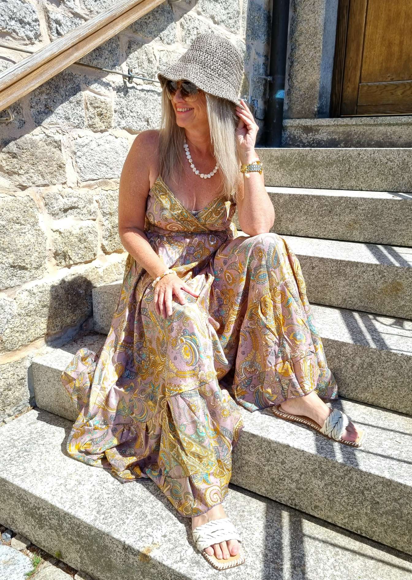 SILK DRESS MALEDIVE LONG VIO NUDE Boho Boheimian Seide Spaghettiträger Kleid Maxi Beach Sommer 34-40 SILK DRESS MALEDIVE LONG VIO NUDE Boho Boheimian Seide Spaghettiträger Kleid Maxi Beach Sommer 34-40