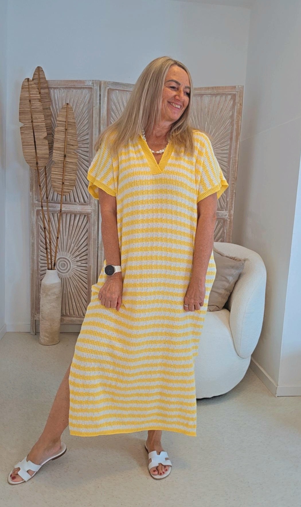 EDLES STRICKKLEID PAGUERA STRIPES Made in Italy 34 - 44 KNIT DRESS Oversize 