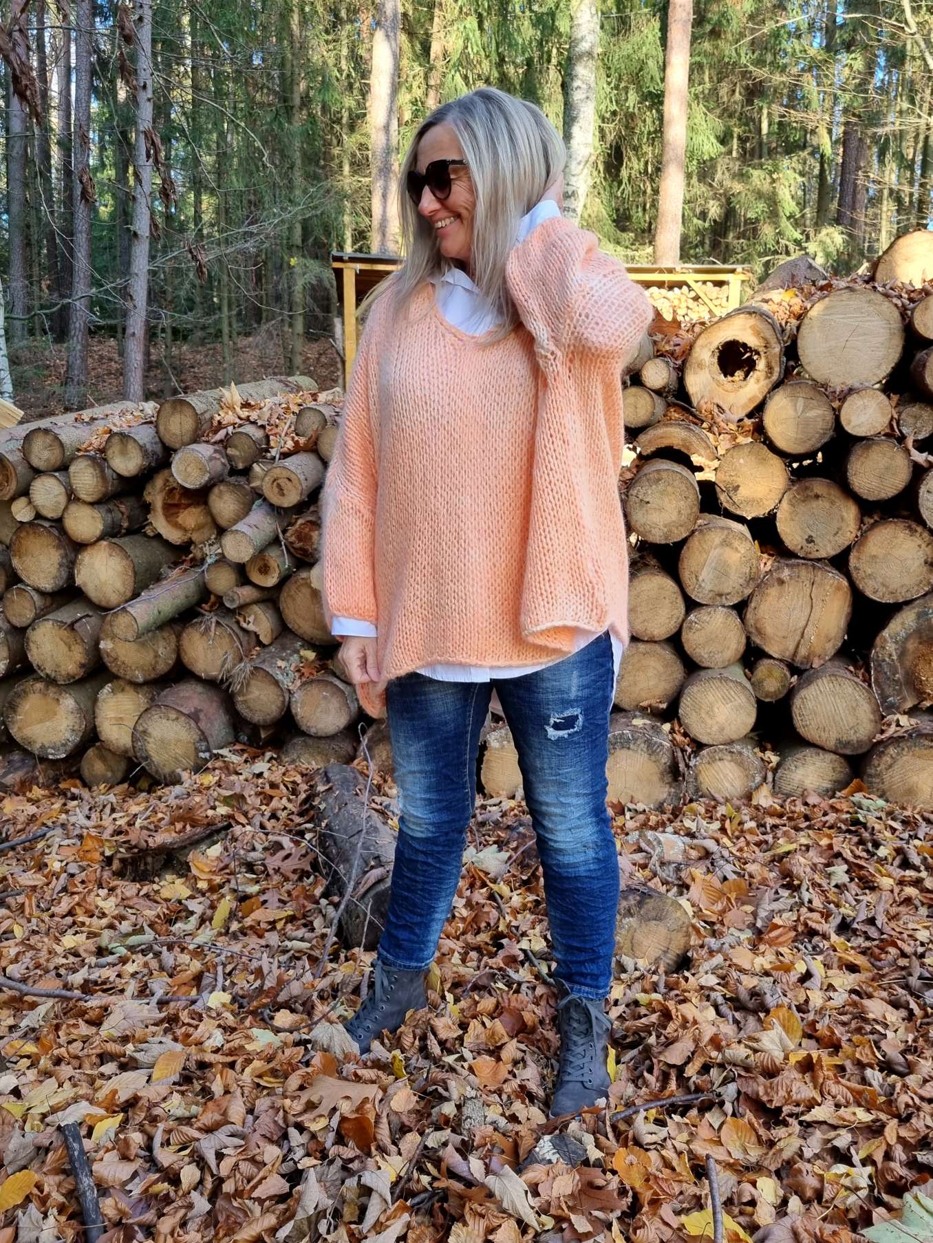 OVERSIZE KNIT SWEATER LETIZIA KORALLE 34-42/44 Made in Italy Grobstrickpullover Pullover OVERSIZE KNIT SWEATER LETIZIA KORALLE 34-42/44 Made in Italy Grobstrickpullover Pullover