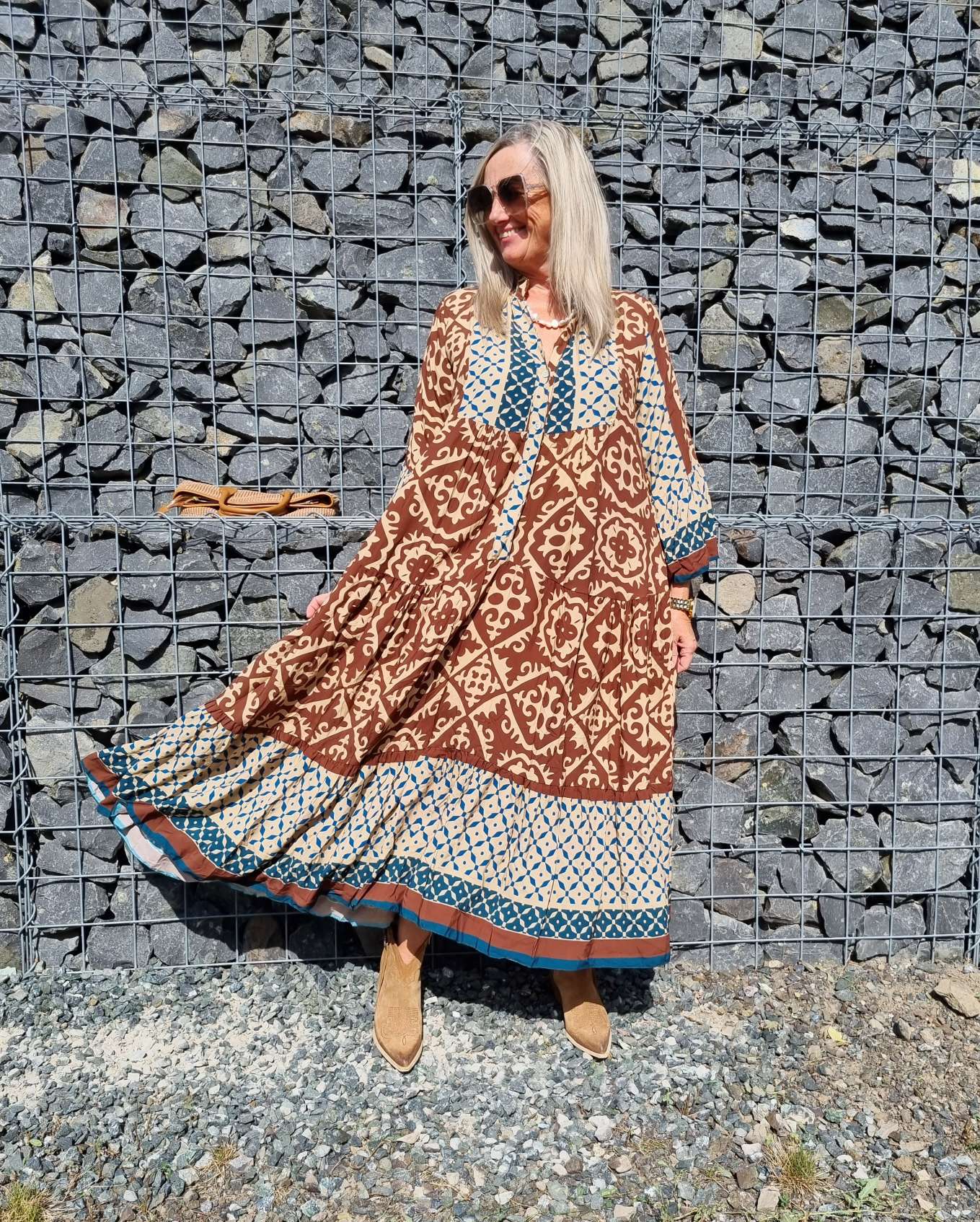 MAXI TUNIKA DRESS IRINA BRAUN 34-42 Made in Italy langes Kleid Hängerchen Tunikakleid MAXI TUNIKA DRESS IRINA BRAUN 34-42 Made in Italy langes Kleid Hängerchen Tunikakleid