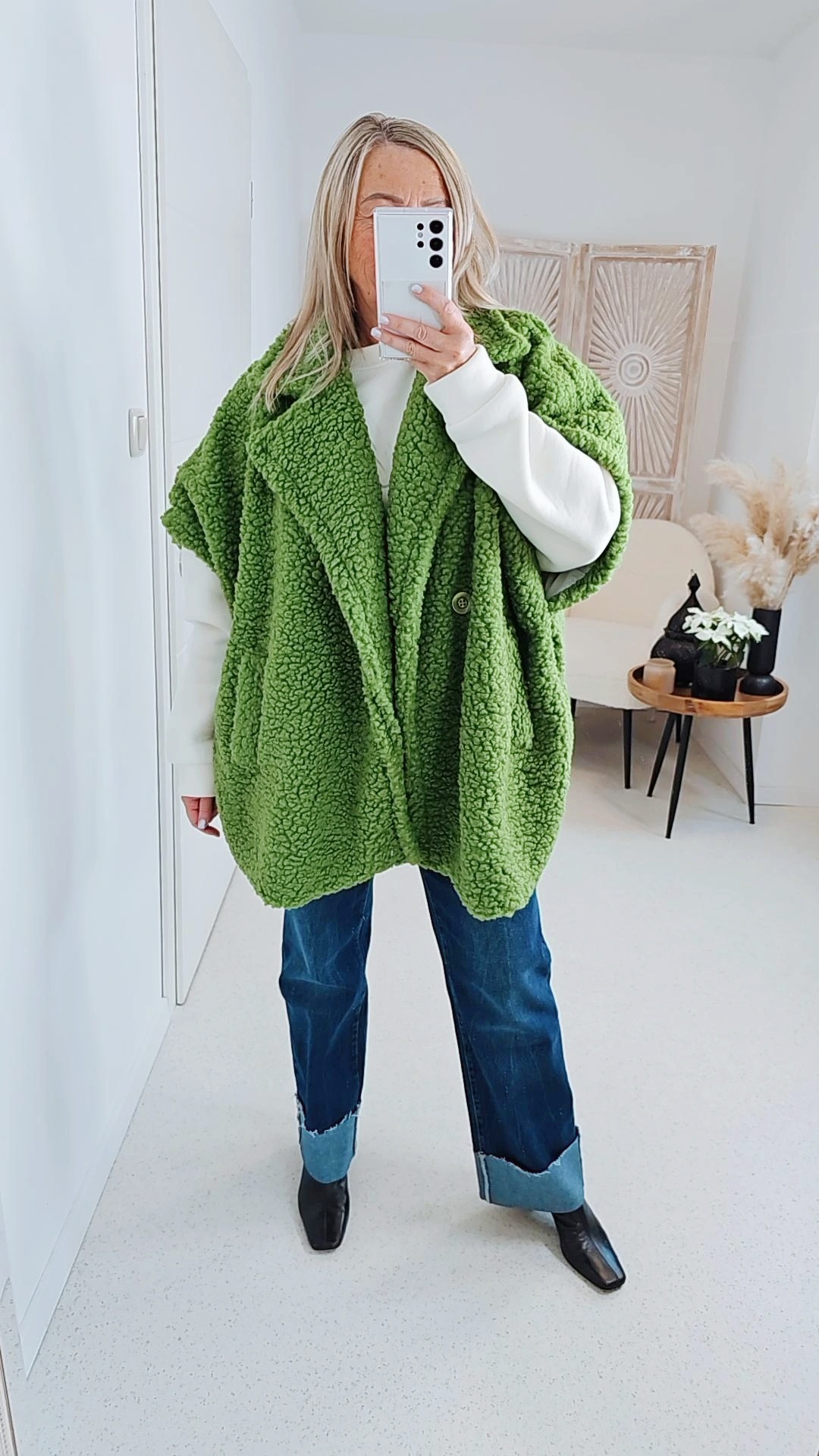 BOUCLE  WESTE BERTA Made in Italy 34-48 Mantel Jacke ärmellos  COAT